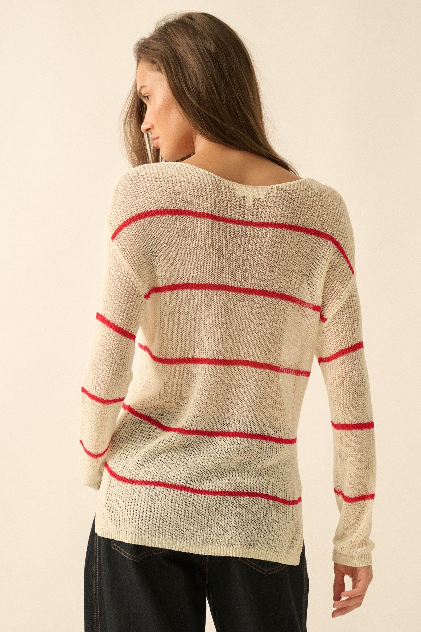 Sheer Me Out Striped Knit Loose-Fit Sweater - Image 12