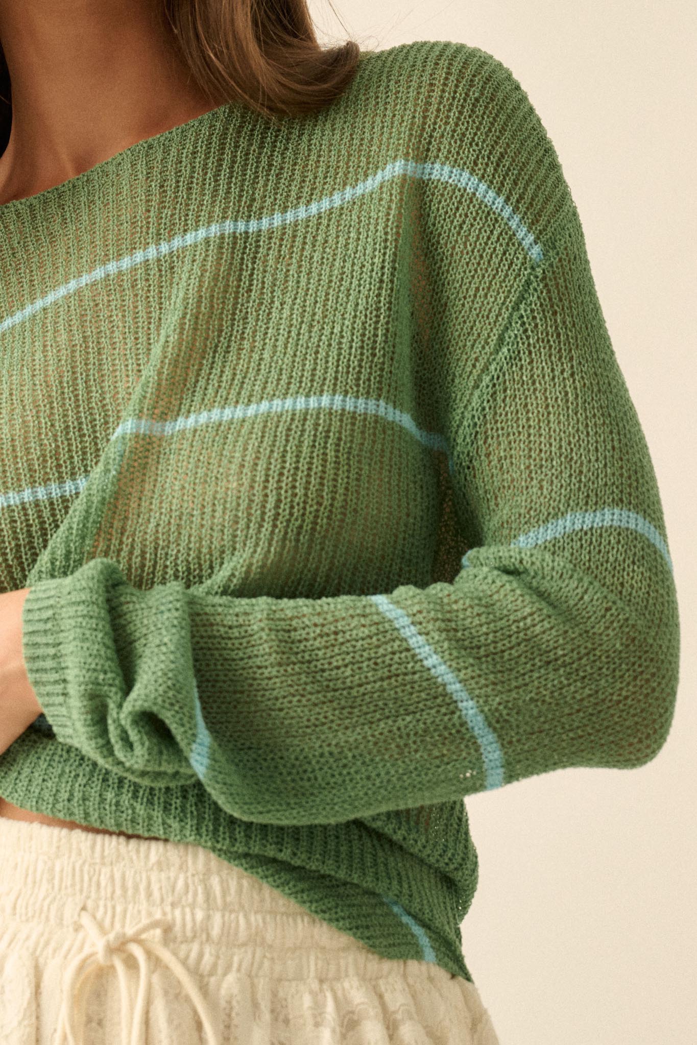 Sheer Me Out Striped Knit Loose-Fit Sweater - Image 14
