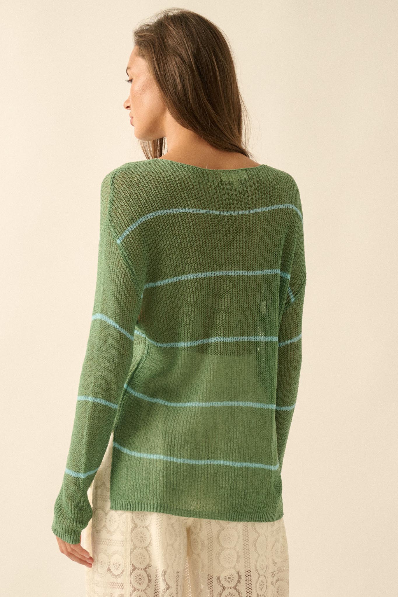 Sheer Me Out Striped Knit Loose-Fit Sweater - Image 18