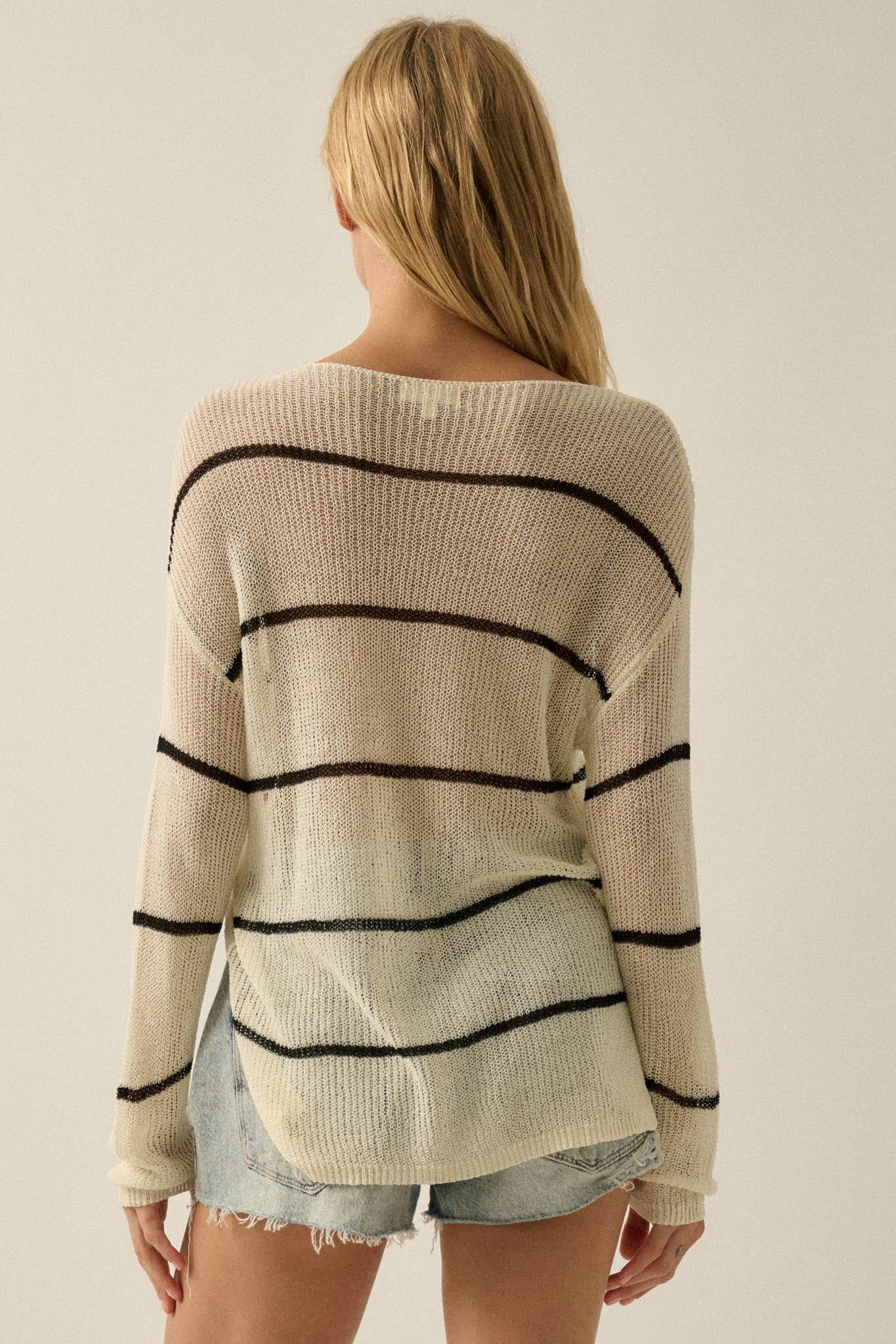Sheer Me Out Striped Knit Loose-Fit Sweater - Image 2