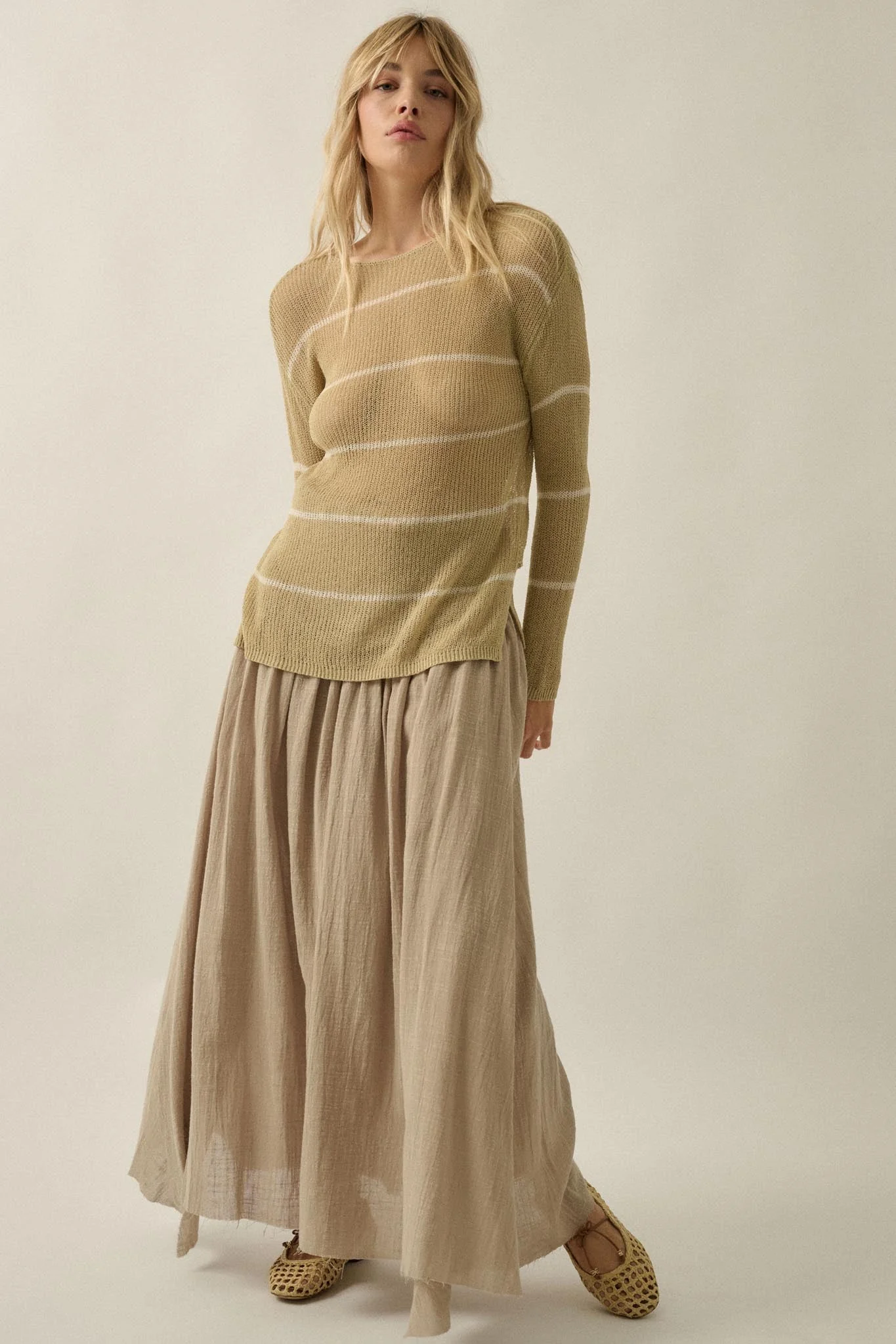 Sheer Me Out Striped Knit Loose-Fit Sweater - Image 21