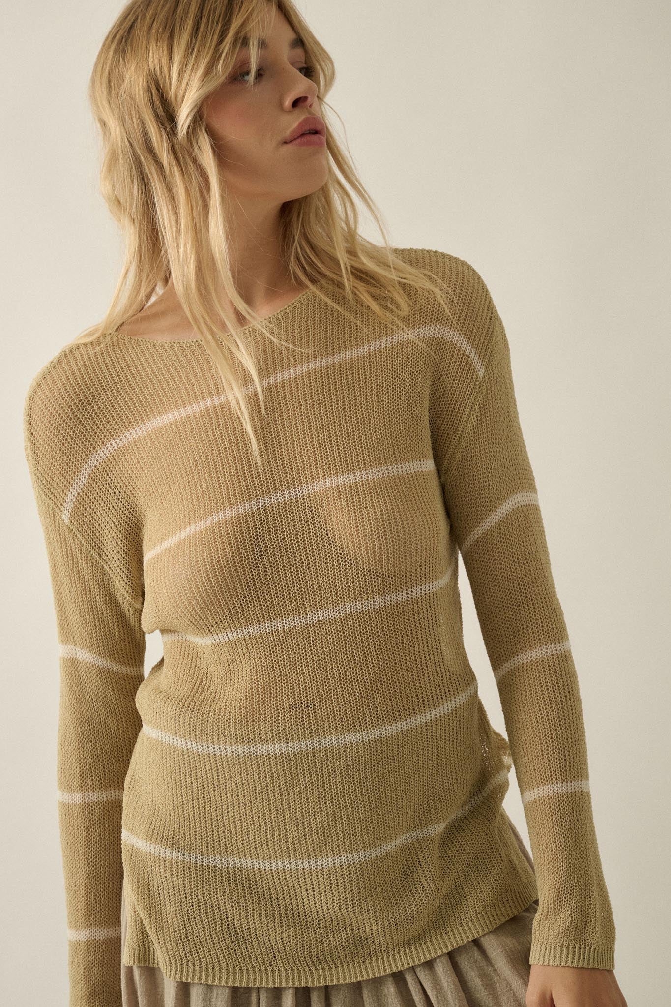 Sheer Me Out Striped Knit Loose-Fit Sweater - Image 22