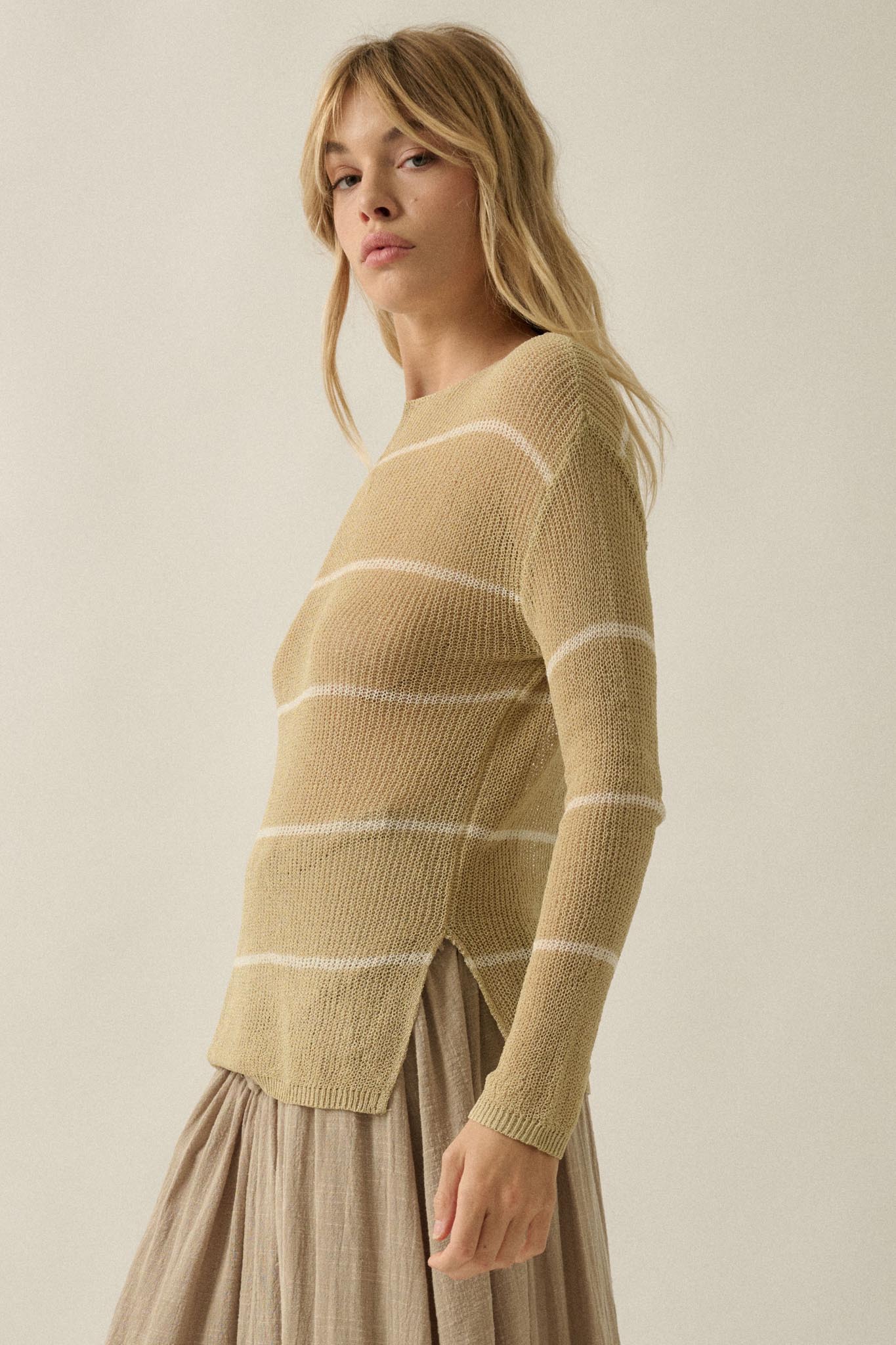 Sheer Me Out Striped Knit Loose-Fit Sweater - Image 23