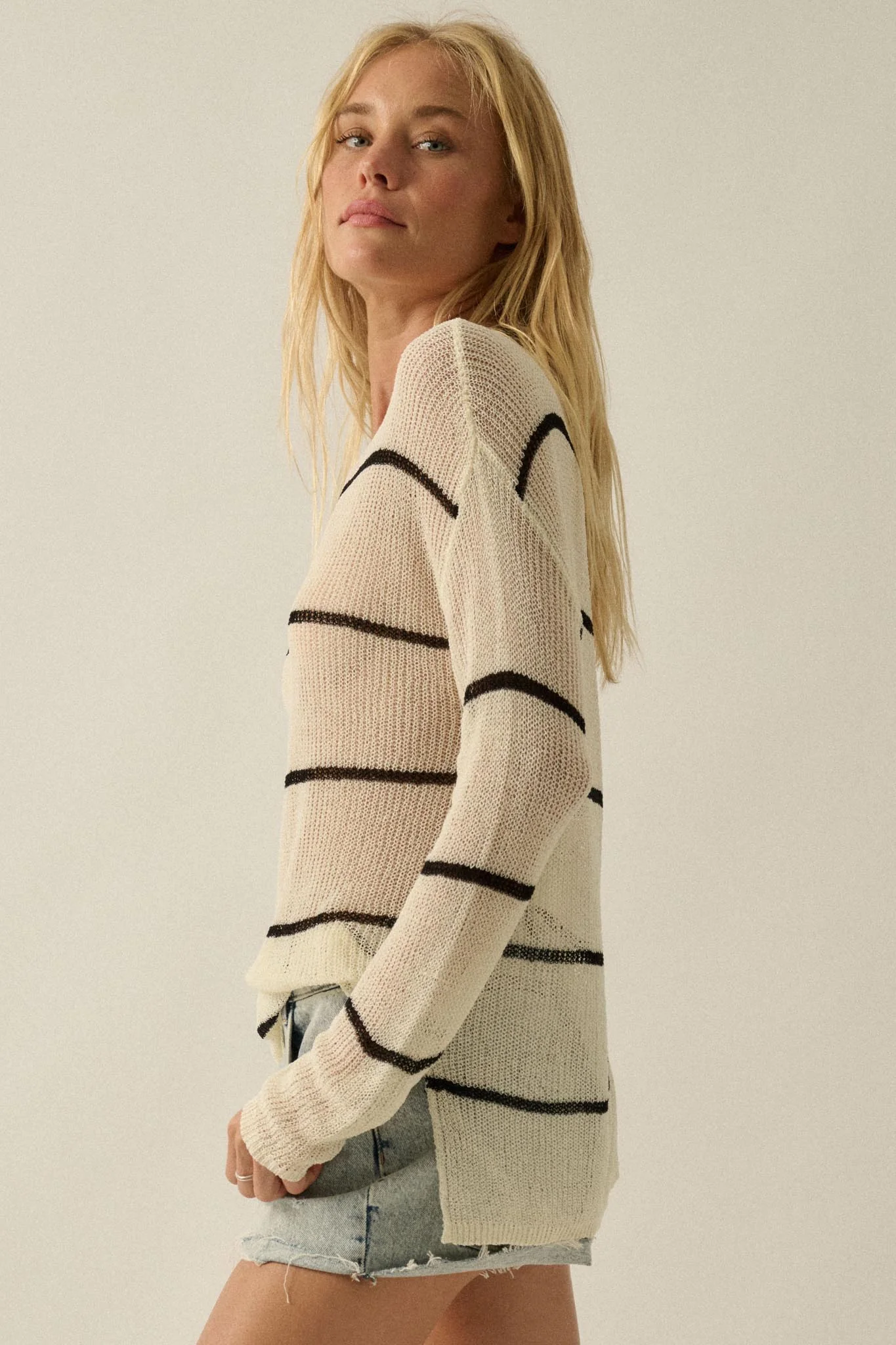 Sheer Me Out Striped Knit Loose-Fit Sweater - Image 6