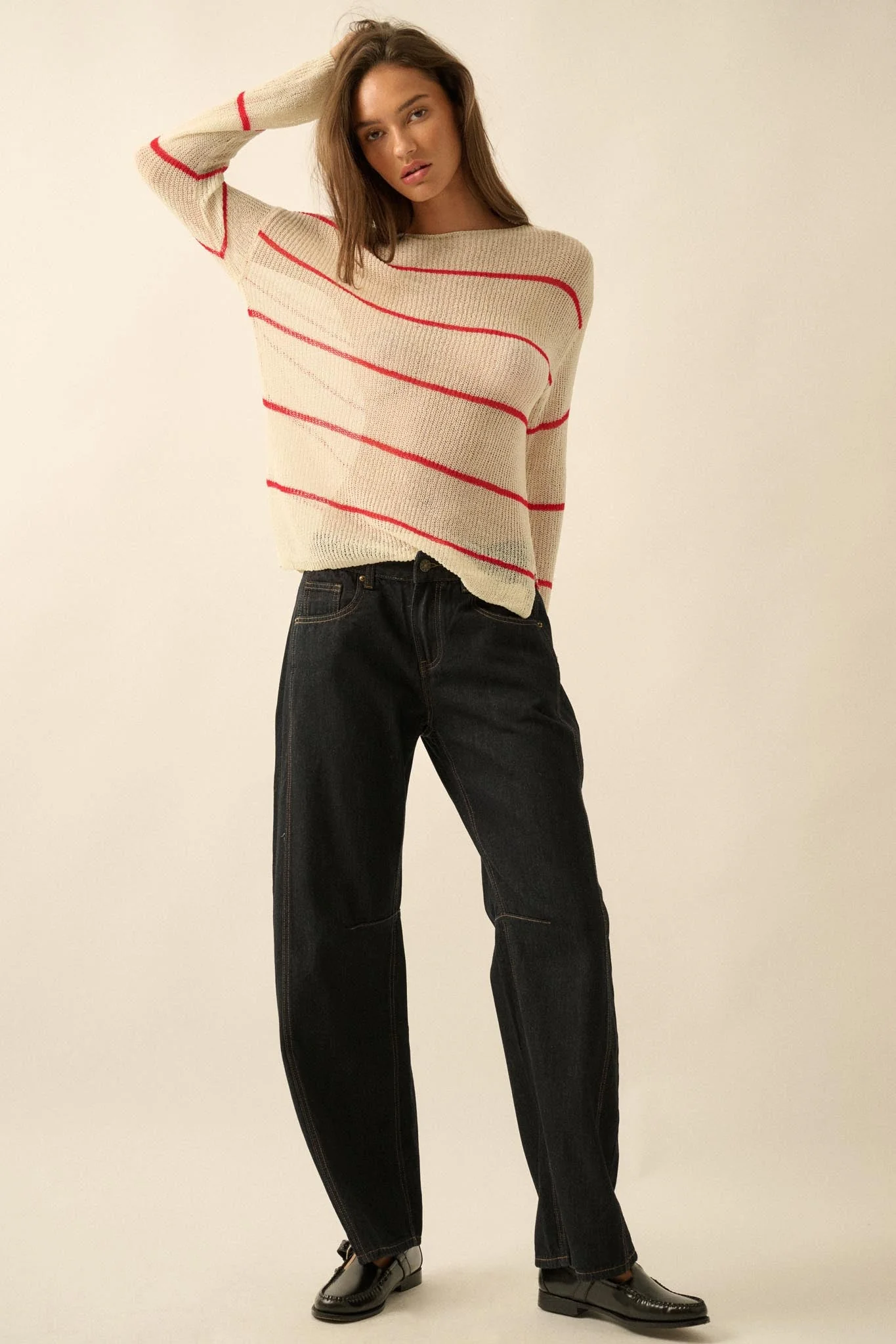Sheer Me Out Striped Knit Loose-Fit Sweater - Image 9