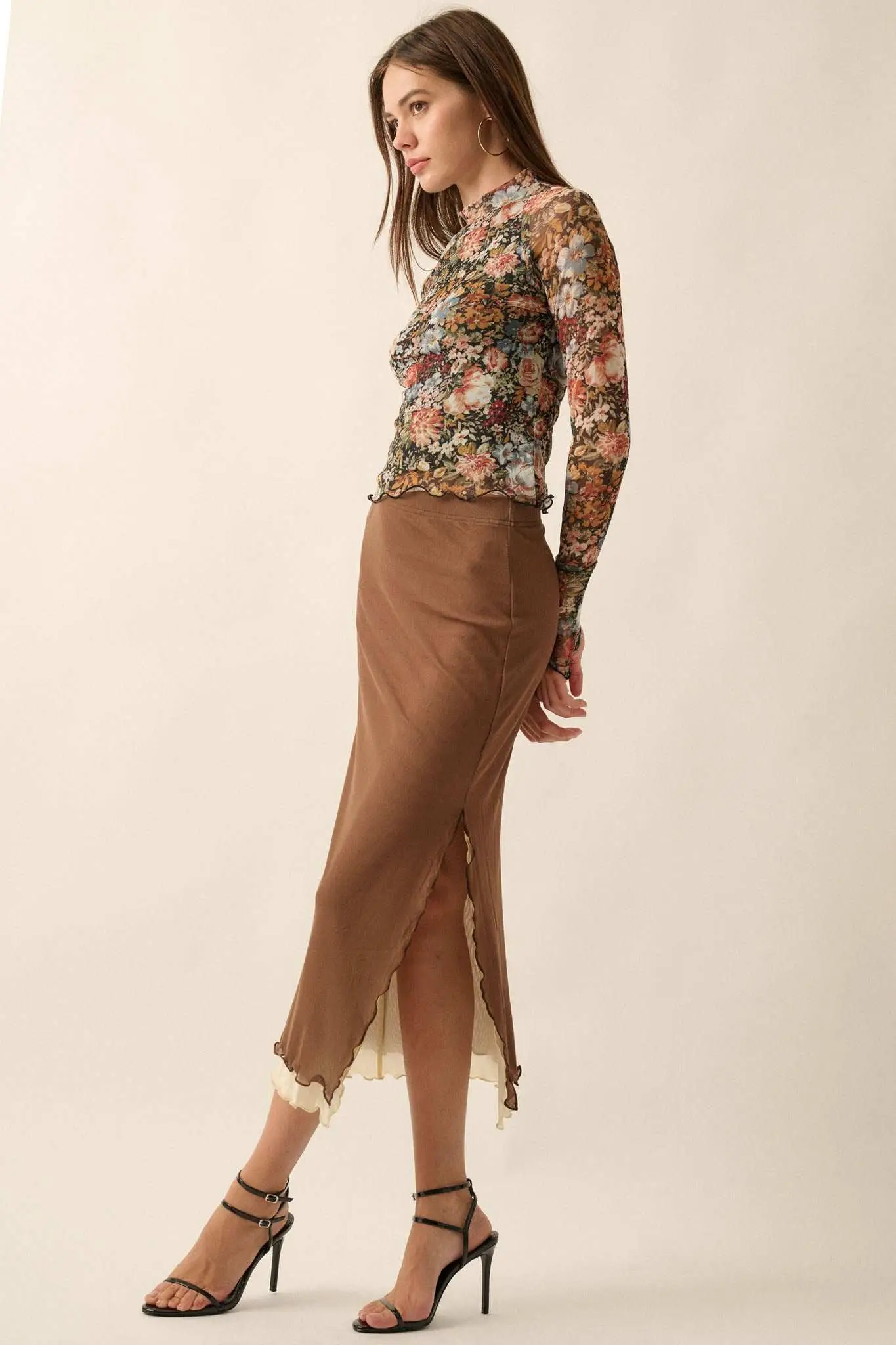 Sheer Perfection Layered Mesh Midi Pencil Skirt - Image 11