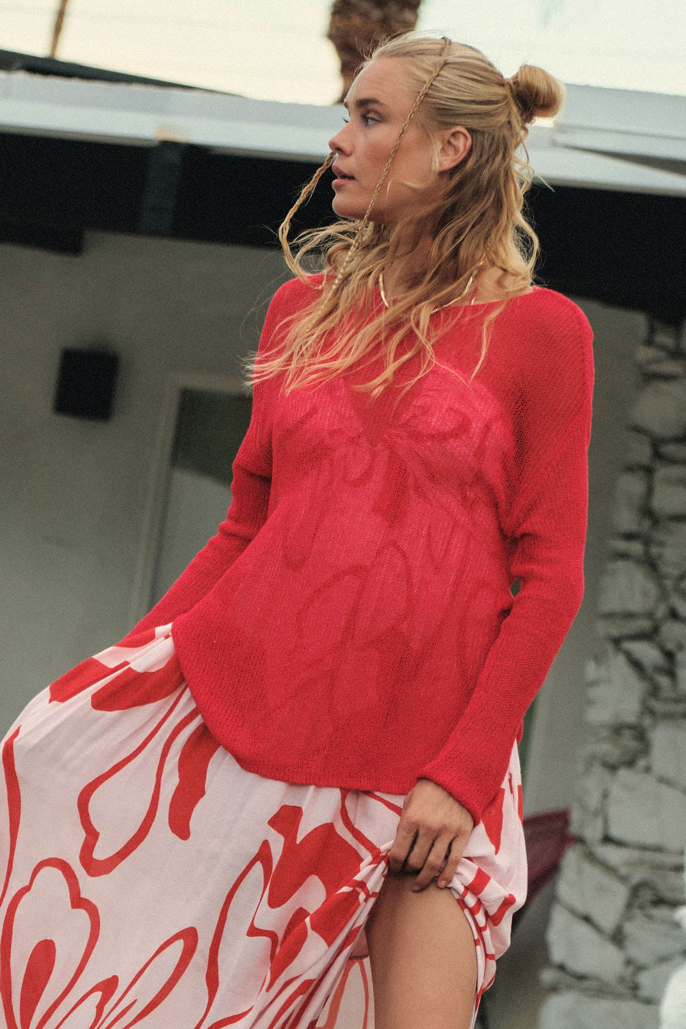 Sheer We Go Lightweight Knit Loose-Fit Sweater - Image 2