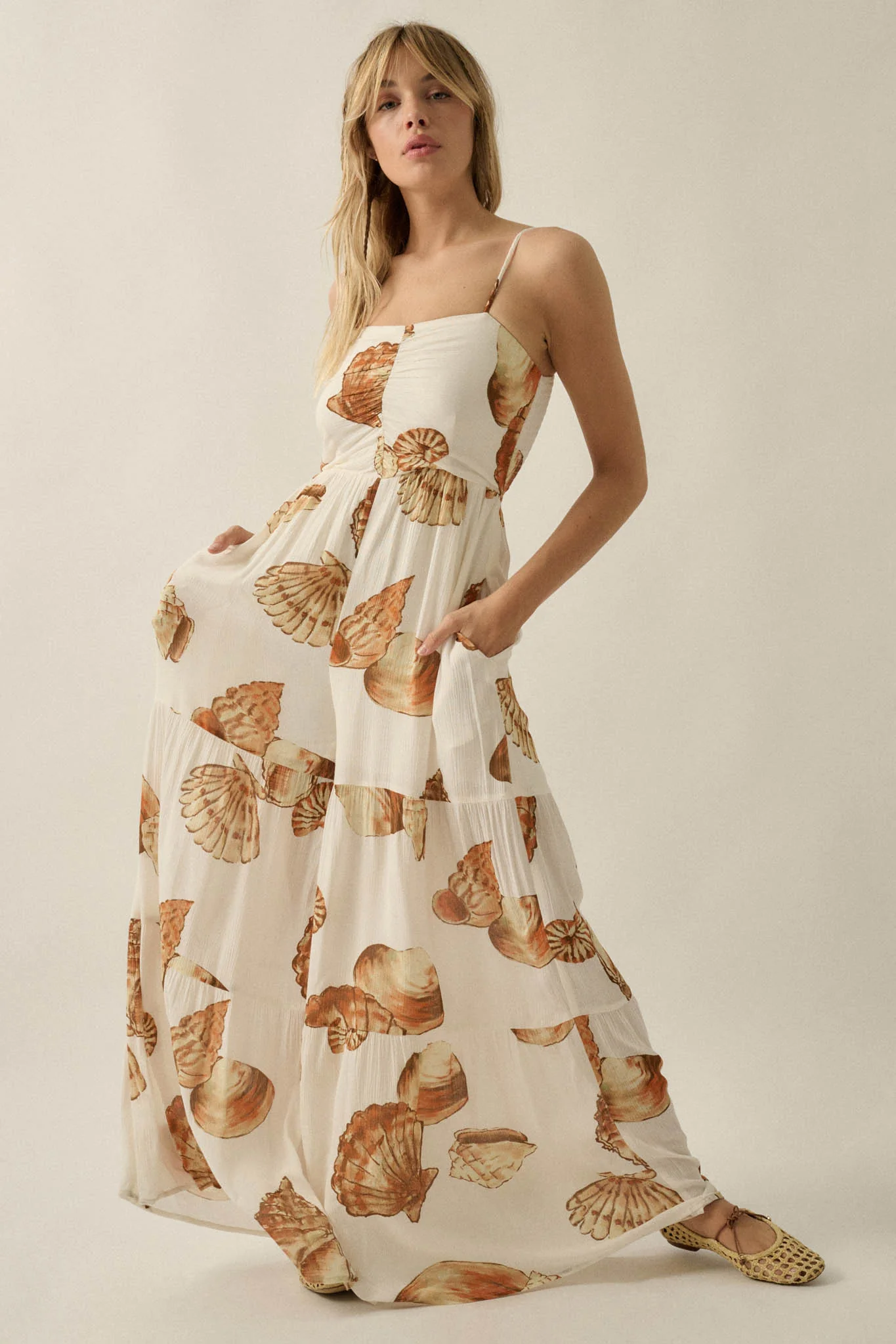 Shell Game Shell-Print Wide-Leg Ruffle Jumpsuit - Image 2