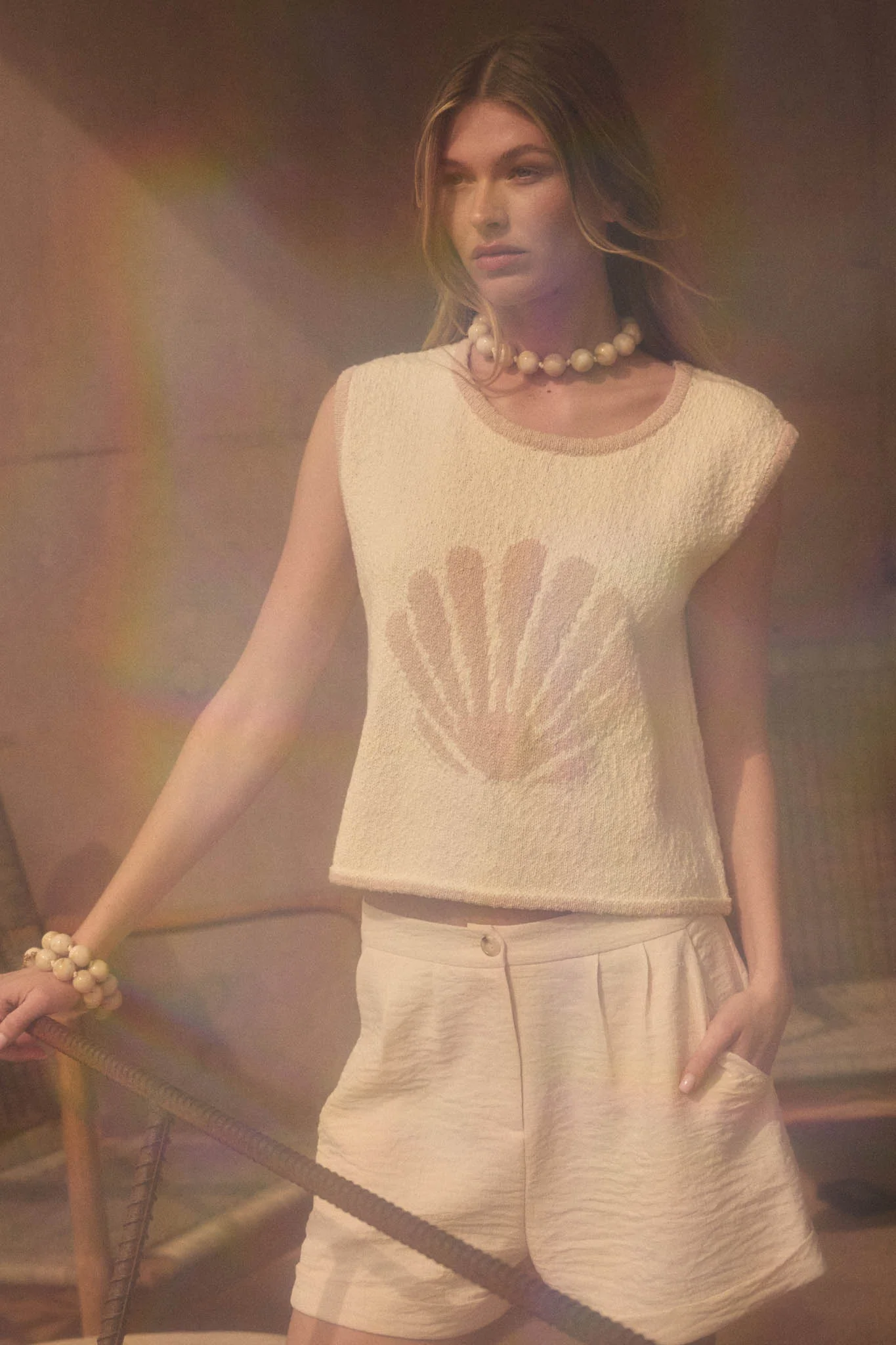 Shell Yeah Textured Jacquard-Knit Sweater Tank Top - Image 3