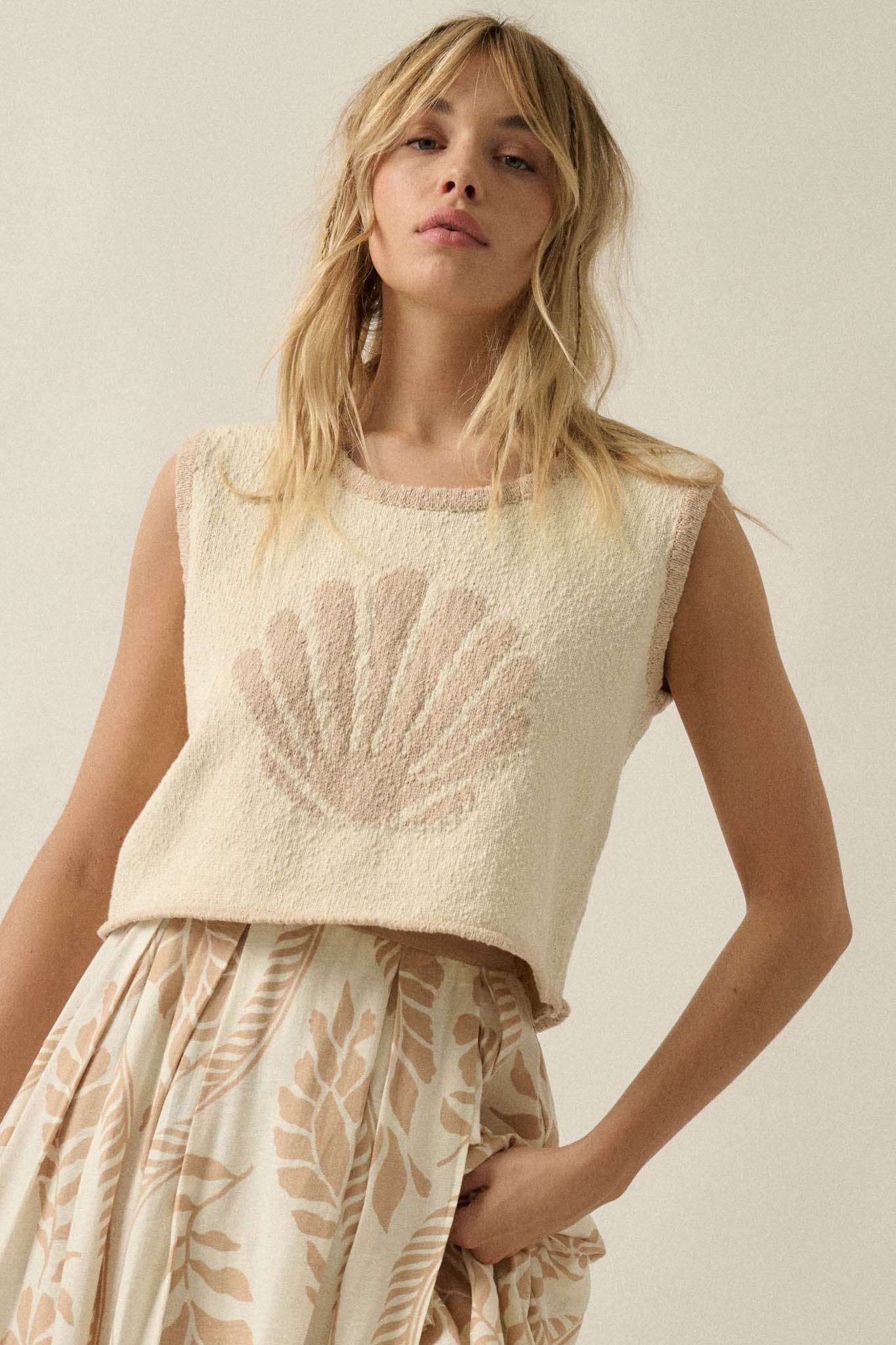 Shell Yeah Textured Jacquard-Knit Sweater Tank Top - Image 4