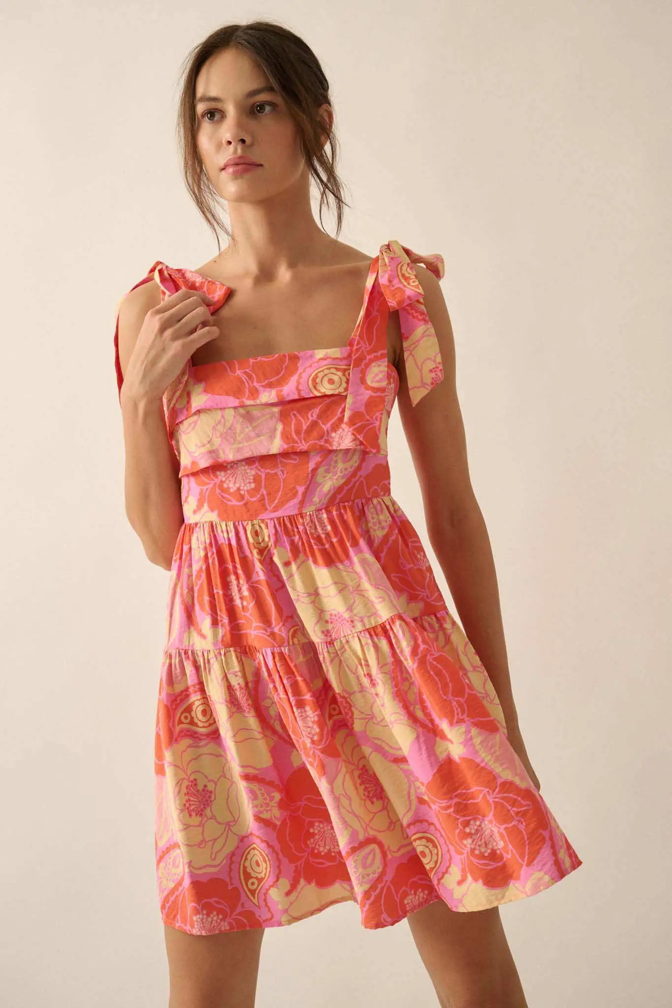 Sherbet Sunday Floral Paisley Tiered Mini Sundress - Image 3