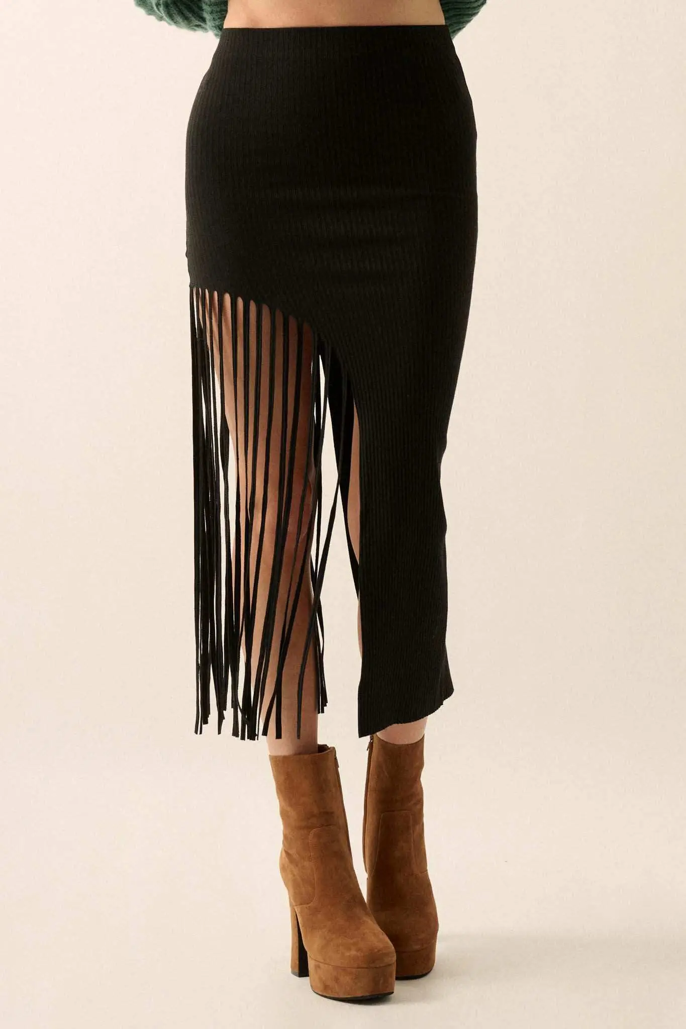 Shimmy on Down Asymmetrical Fringe Midi Skirt - Image 13