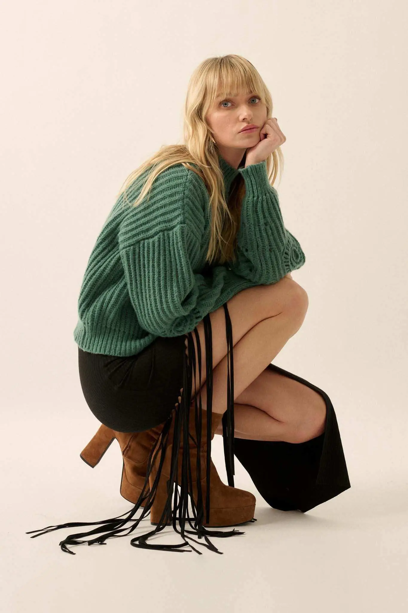 Shimmy on Down Asymmetrical Fringe Midi Skirt - Image 5