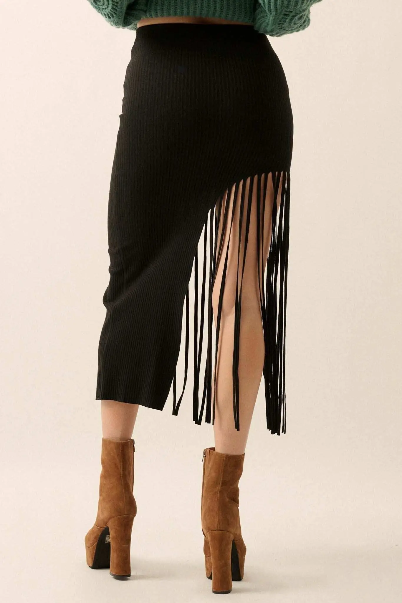 Shimmy on Down Asymmetrical Fringe Midi Skirt - Image 6