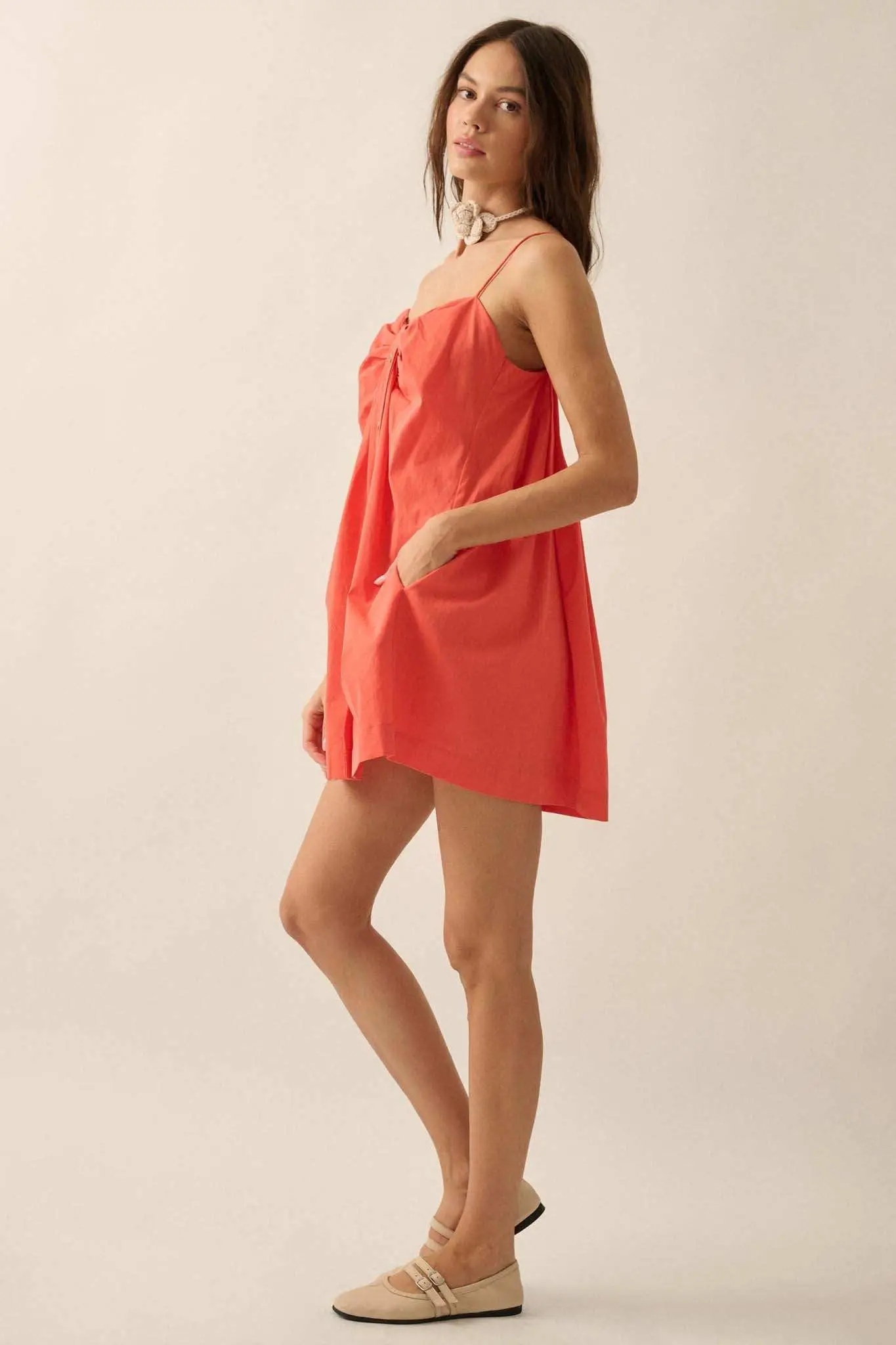 Shirt Story Pleated Button-Front Cami Mini Dress - Image 11