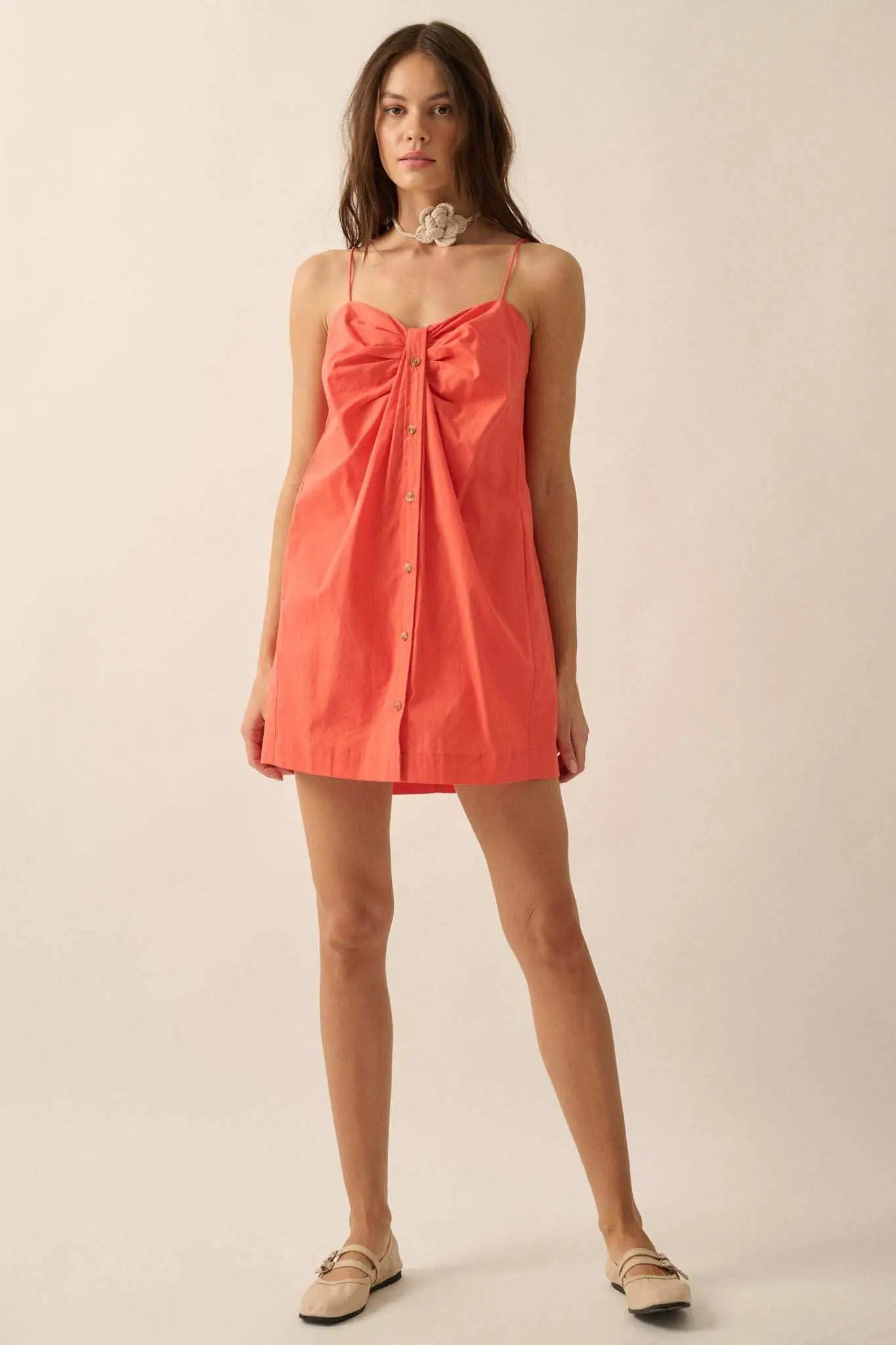 Shirt Story Pleated Button-Front Cami Mini Dress - Image 9