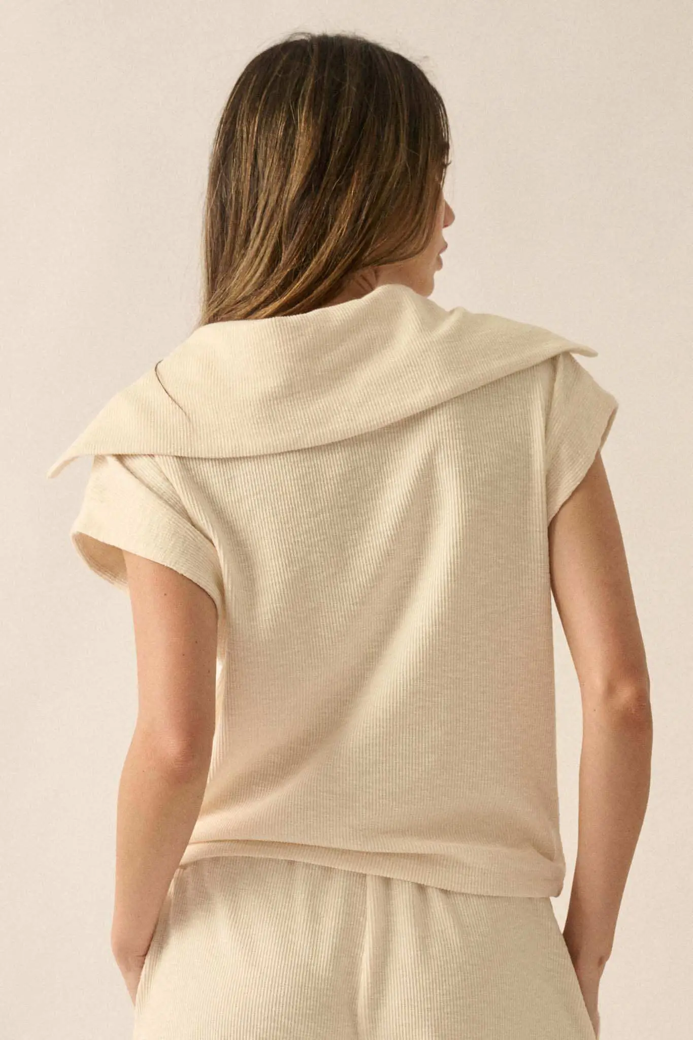 Show Time Rib-Knit Kimono-Sleeve Half-Zip Top - Image 14
