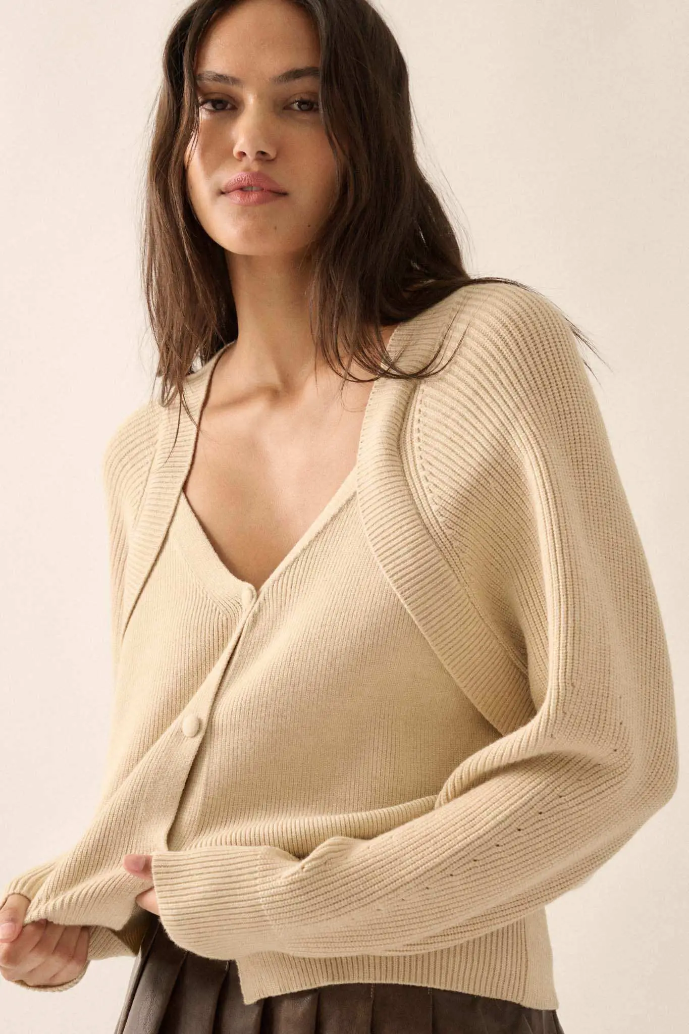 Shrug It Off Layered-Look Rib-Knit Cardigan Sweater - Image 10