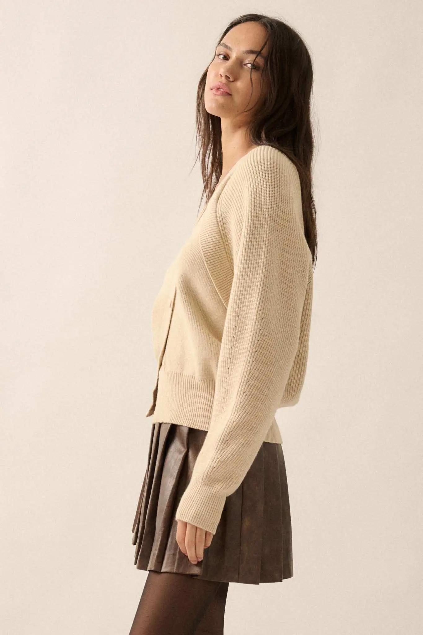 Shrug It Off Layered-Look Rib-Knit Cardigan Sweater - Image 11