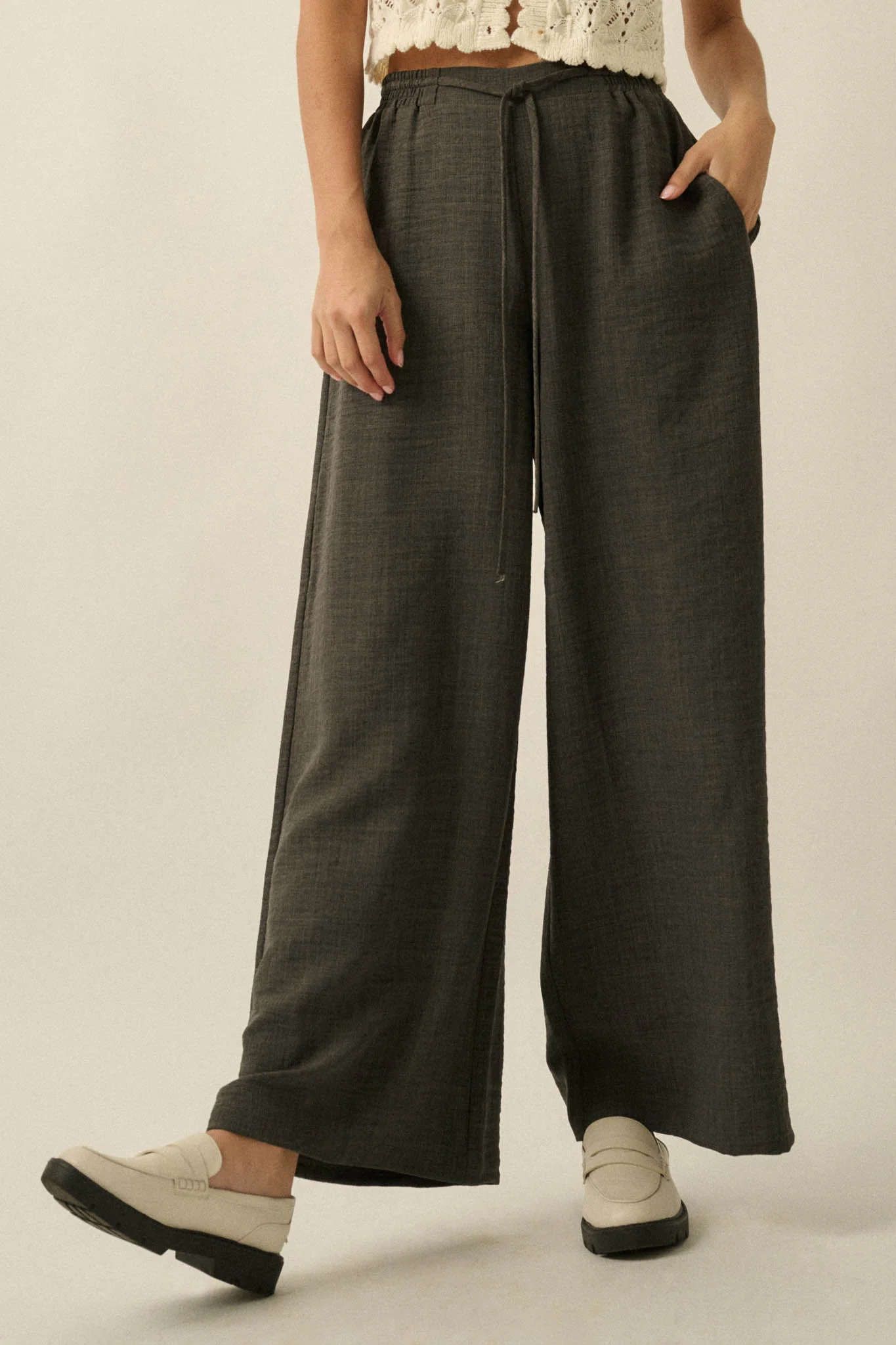 Sidewalk Talk Wide-Leg Drawstring Pocket Pants - Image 12