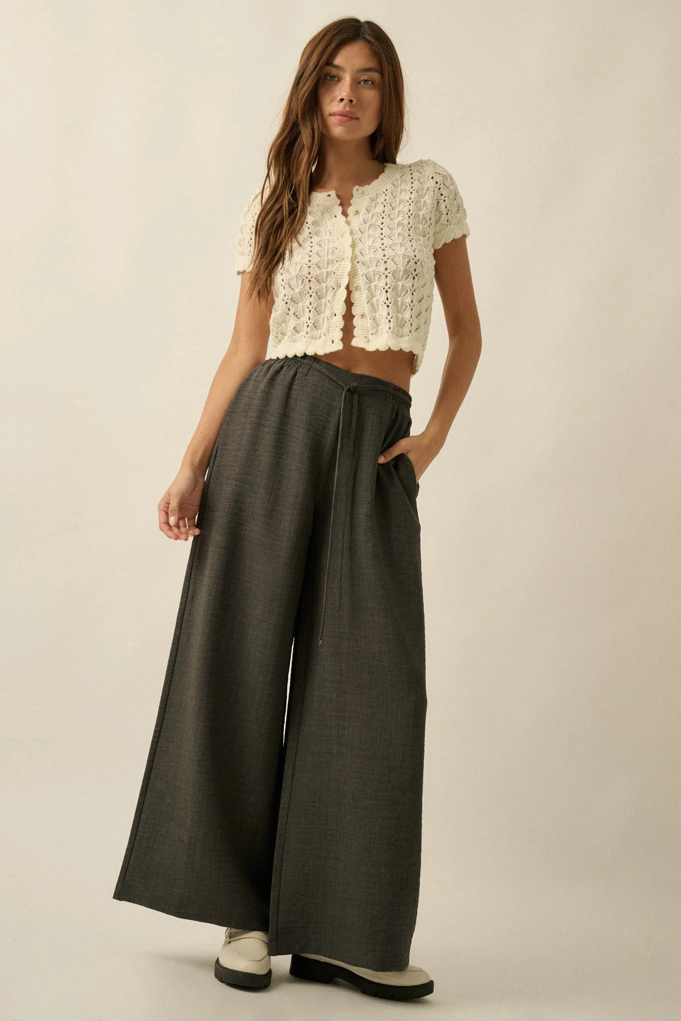 Sidewalk Talk Wide-Leg Drawstring Pocket Pants - Image 13