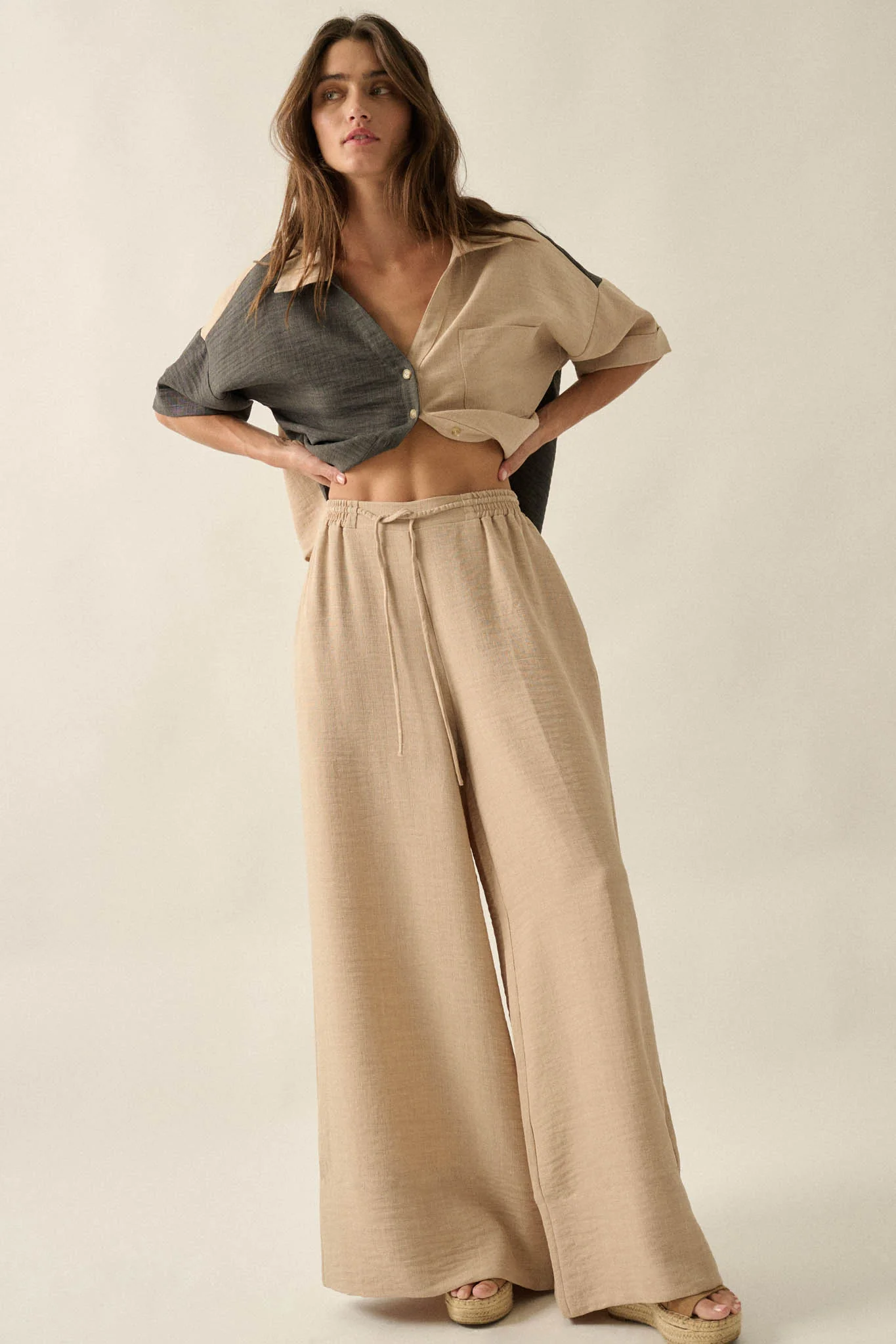 Sidewalk Talk Wide-Leg Drawstring Pocket Pants - Image 19