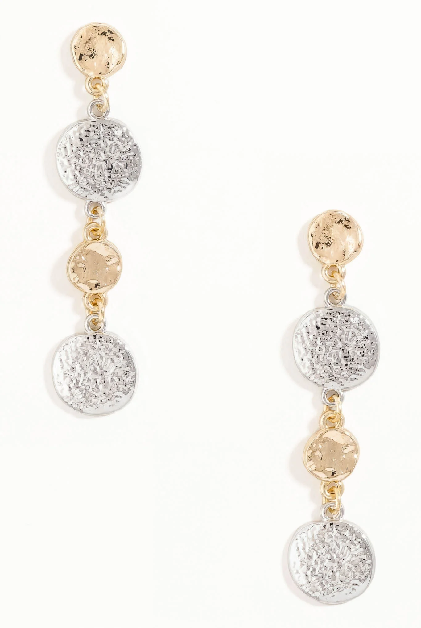Siena Two-Tone Hammered Coin Dangle Earrings - Image 2