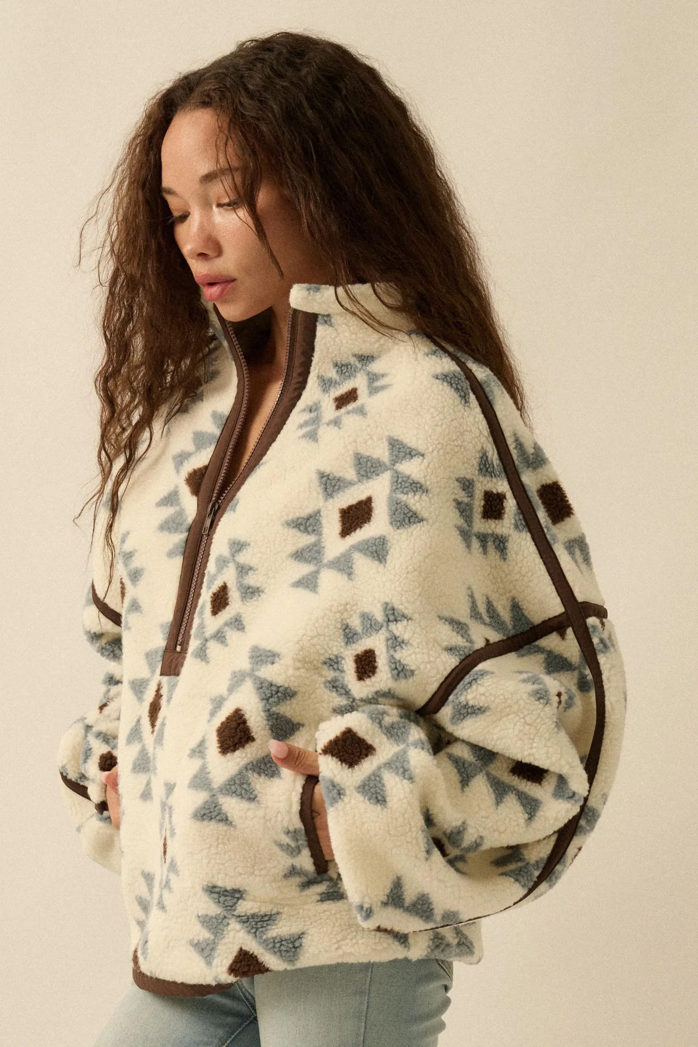 Sierra Sky Geo-Print Fleece Half-Zip Pullover - Image 14