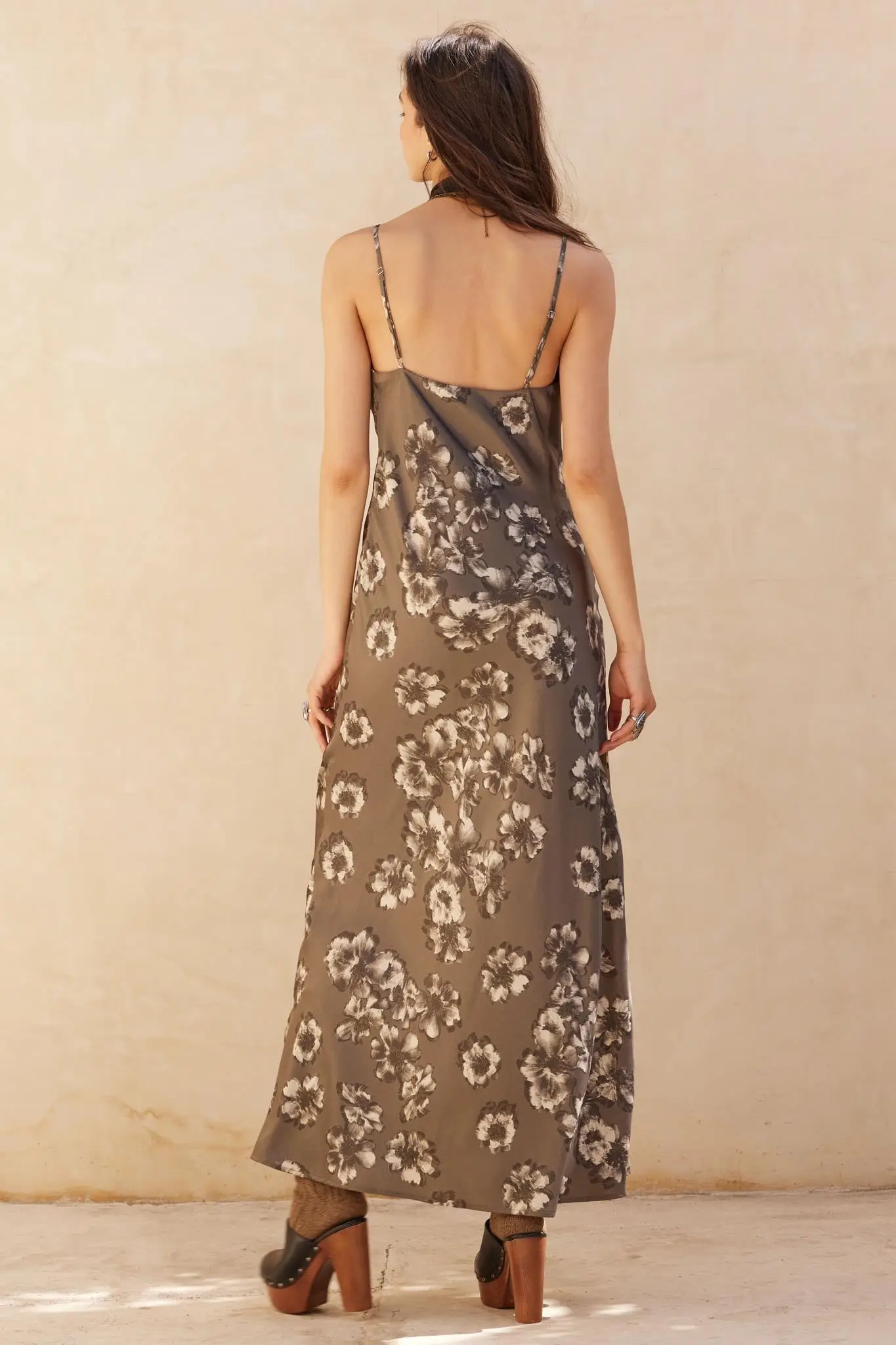 Silken Blossoms Bias-Cut Floral Satin Maxi Dress - Image 2
