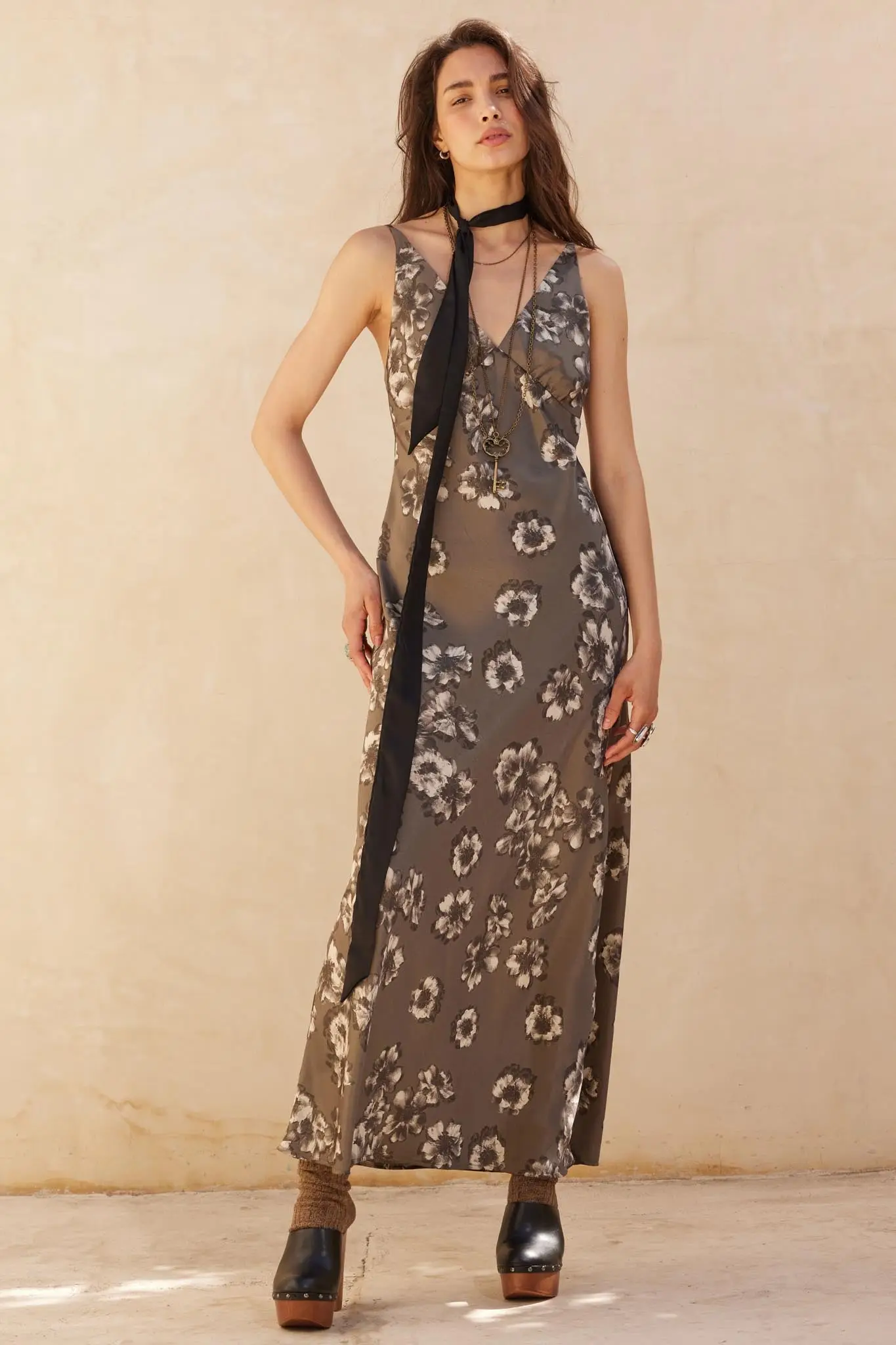 Silken Blossoms Bias-Cut Floral Satin Maxi Dress - Image 4