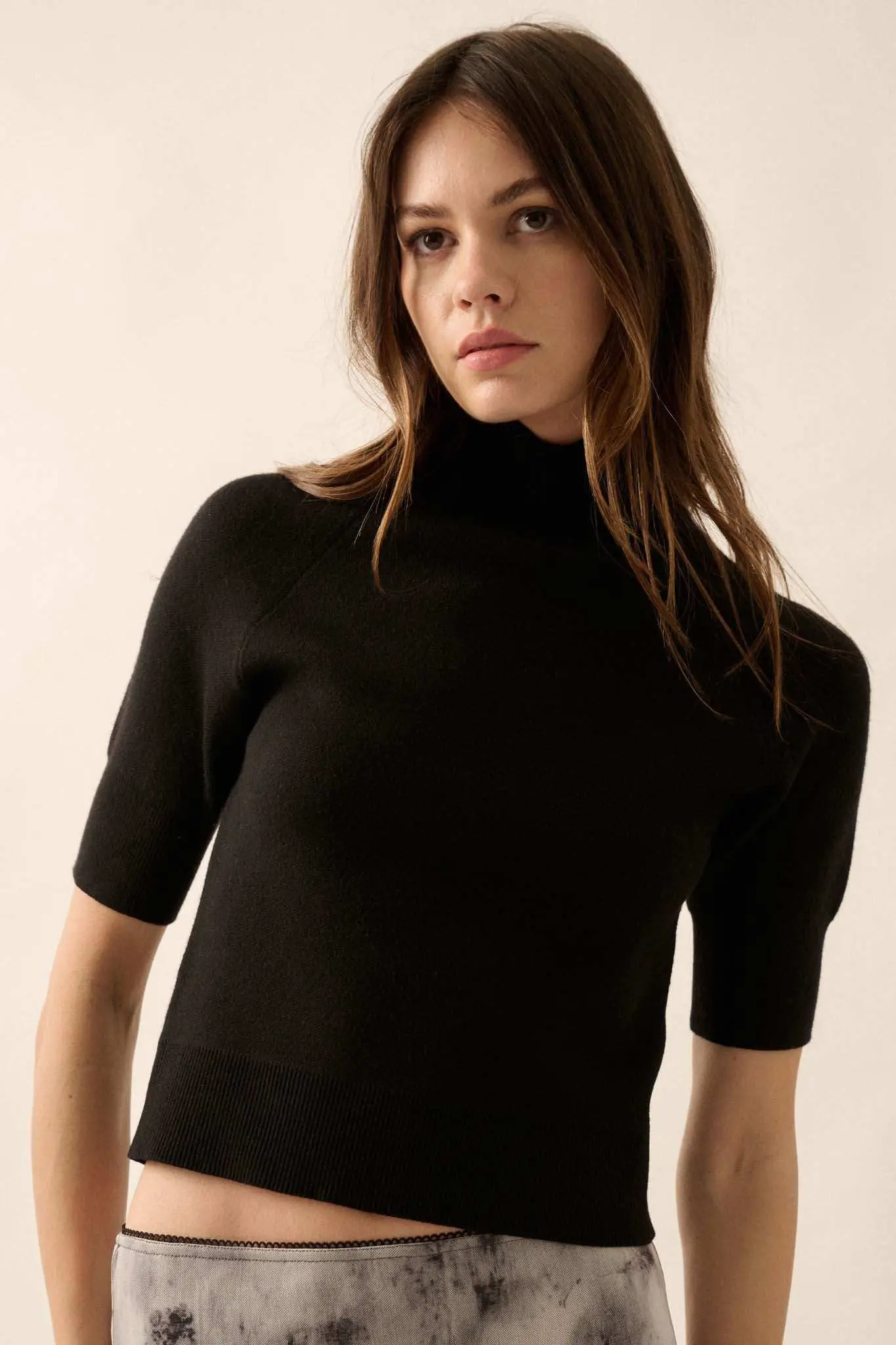 Simple Pleasures Short-Sleeve Mock-Neck Sweater - Image 4