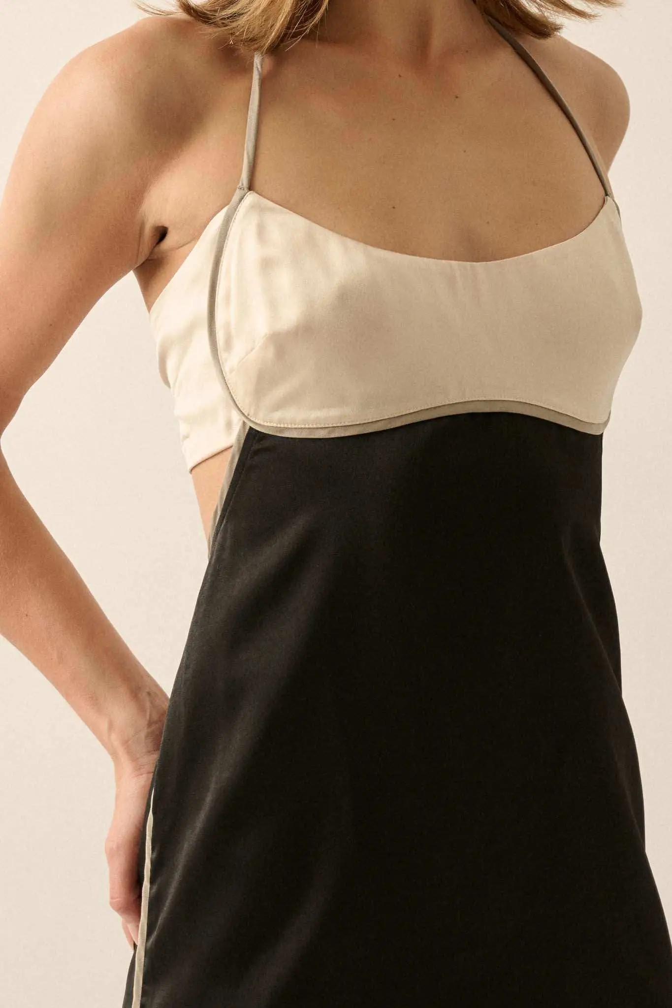 Simply Luxe Satin Piping-Trim Halter Maxi Dress - Image 12