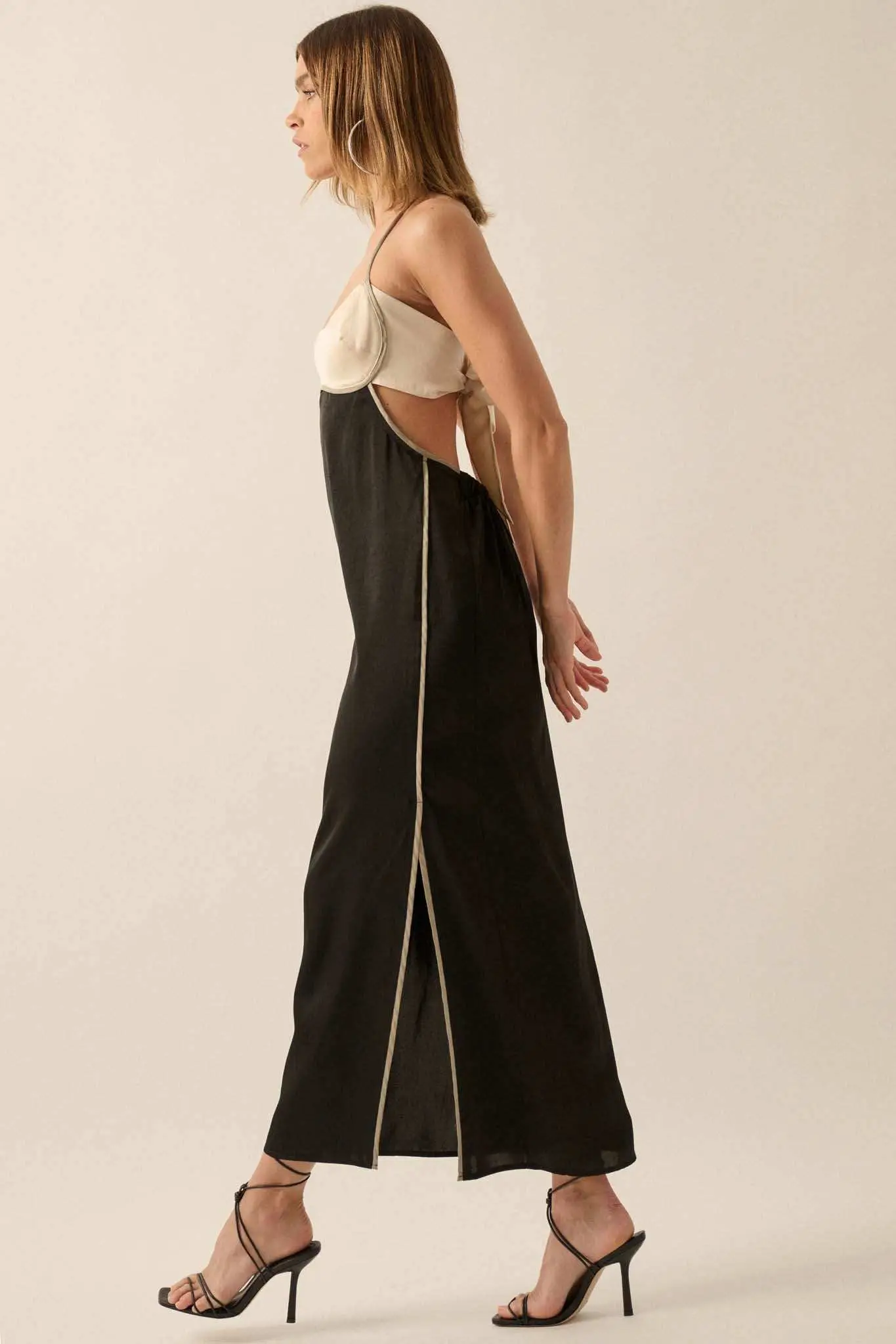 Simply Luxe Satin Piping-Trim Halter Maxi Dress - Image 13