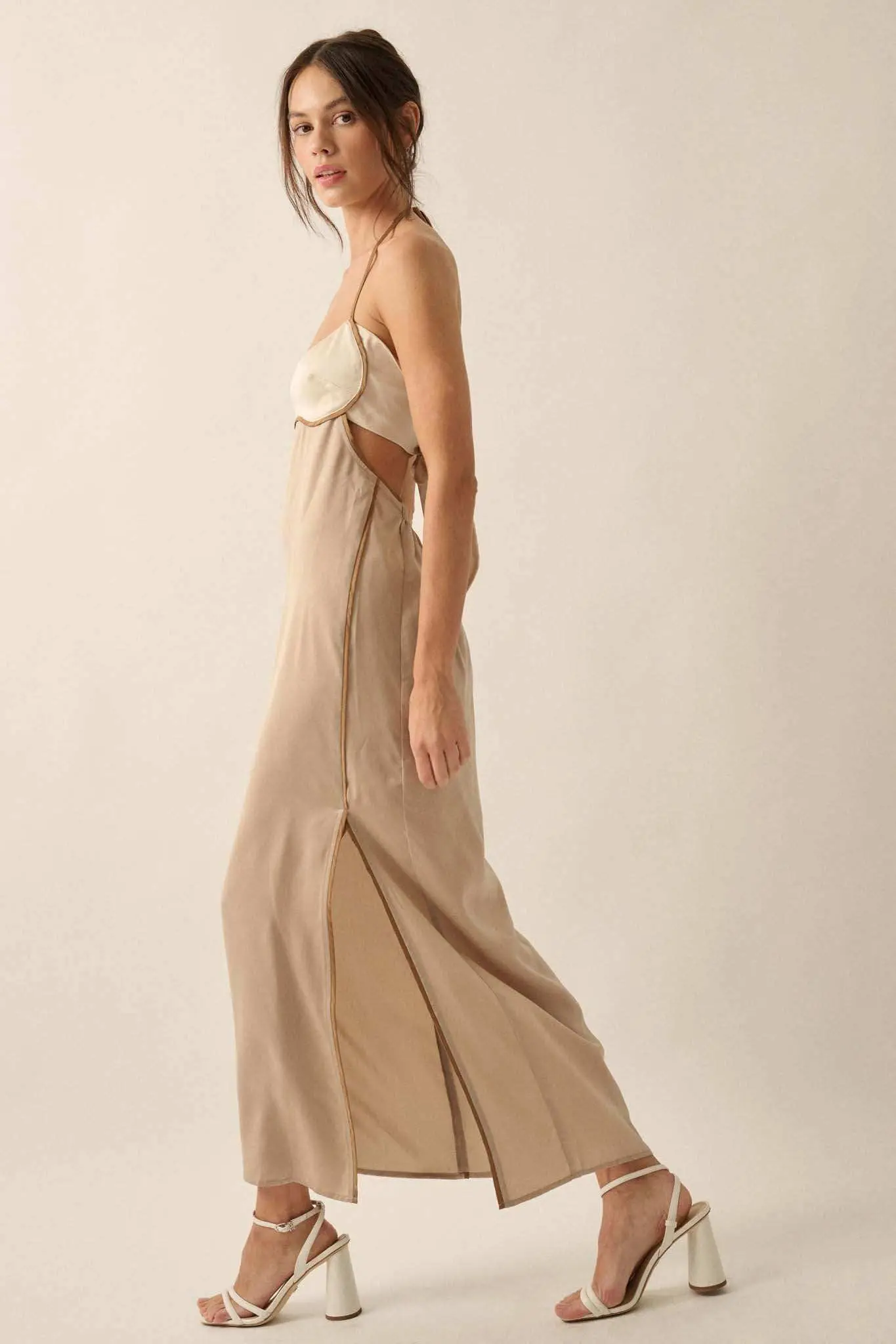 Simply Luxe Satin Piping-Trim Halter Maxi Dress - Image 7