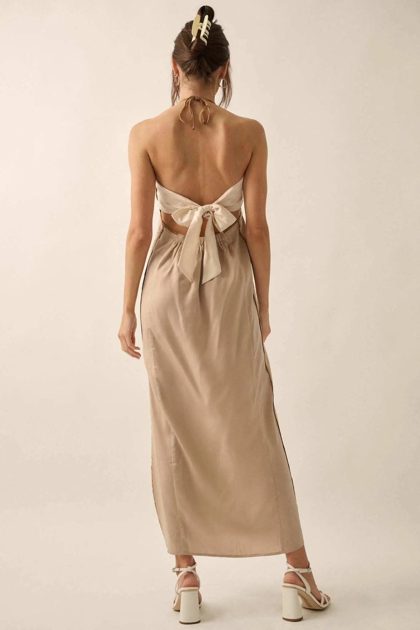 Simply Luxe Satin Piping-Trim Halter Maxi Dress - Image 8