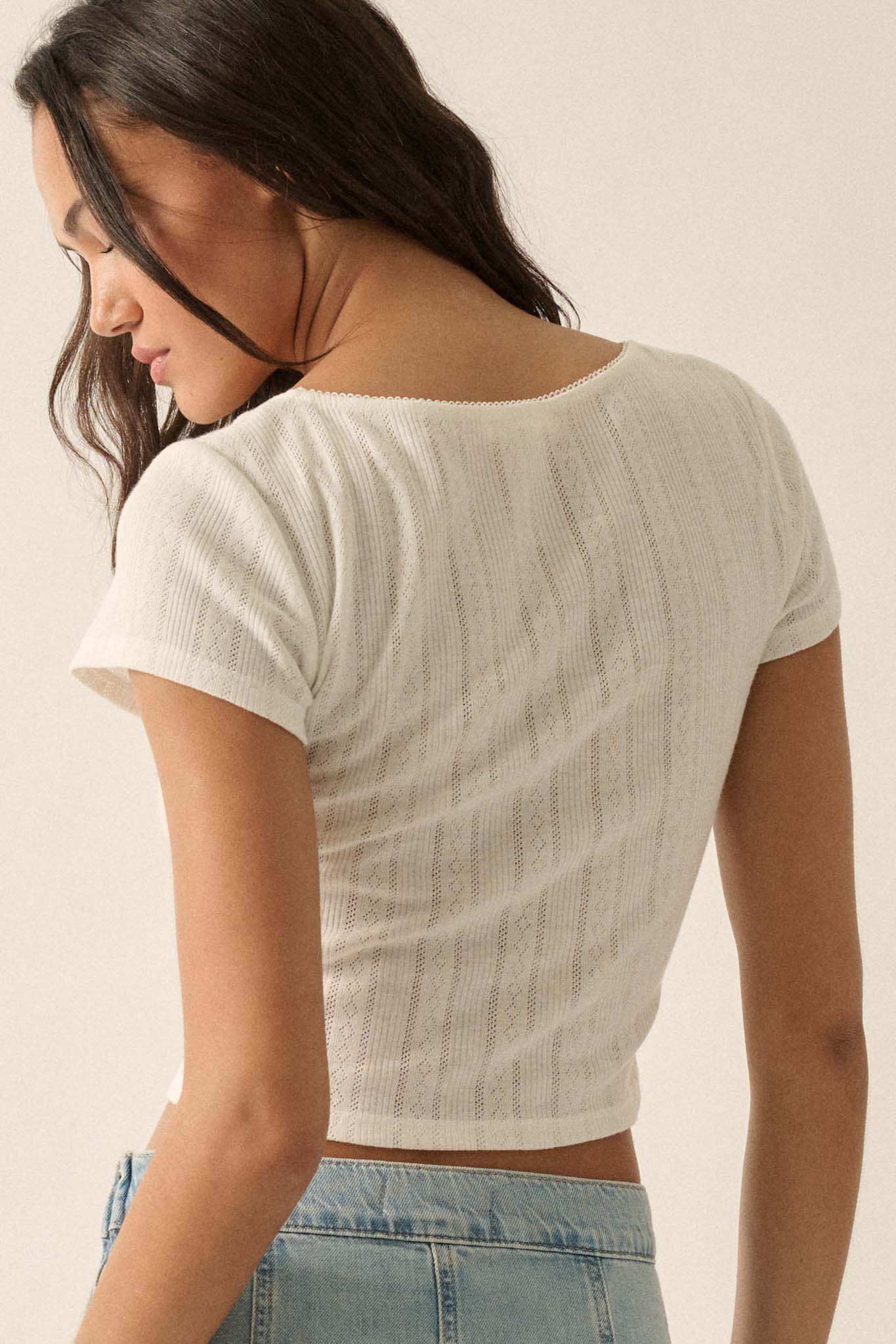 Simply Sweet Cropped Pointelle Baby Tee - Image 12