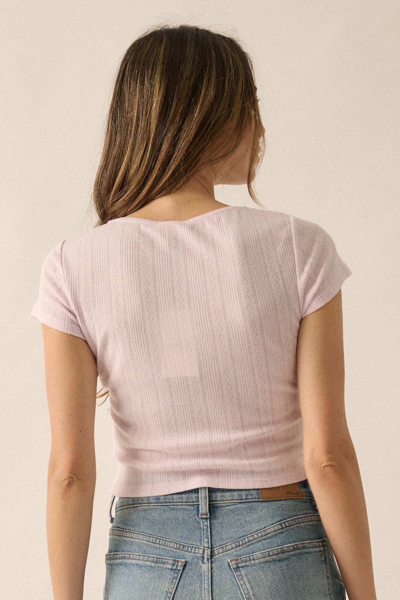Simply Sweet Cropped Pointelle Baby Tee - Image 6
