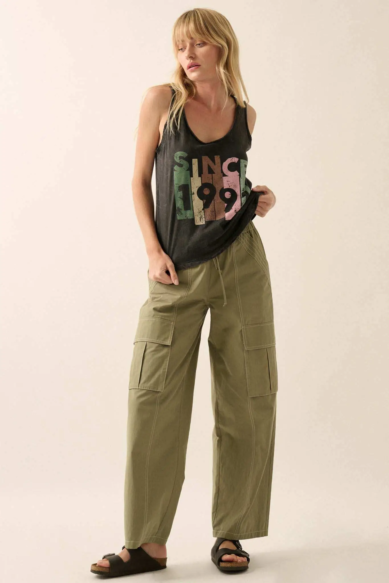 Since 1991 Vintage-Wash Raw-Edge Graphic Tank Top - Image 4