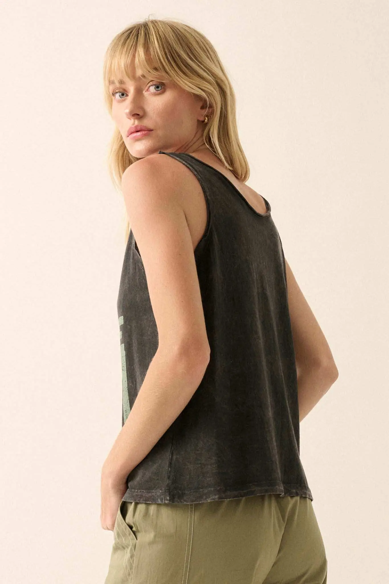 Since 1991 Vintage-Wash Raw-Edge Graphic Tank Top - Image 6
