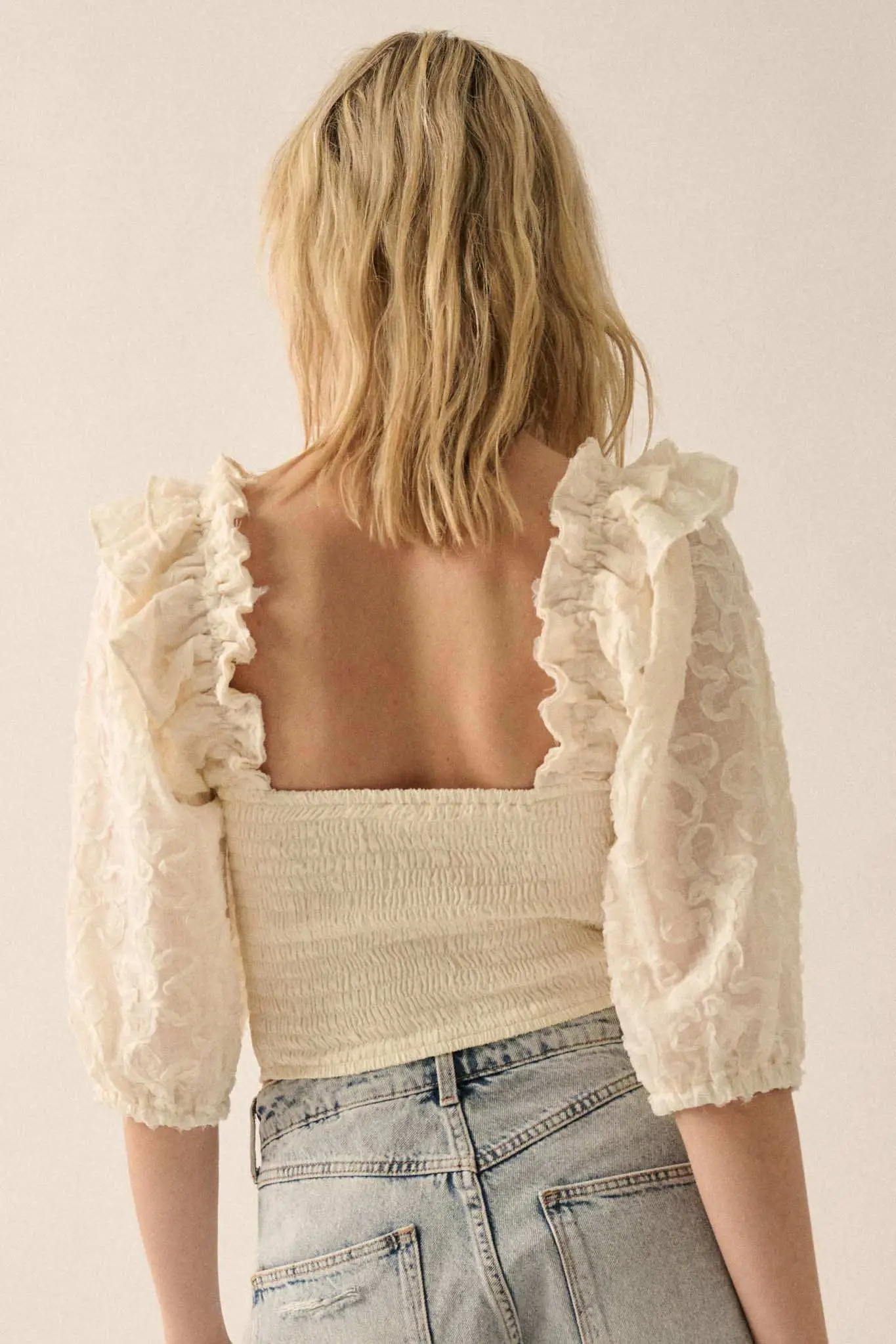 Sitting Pretty Floral Ribbon Lace Puff-Sleeve Top - Image 8