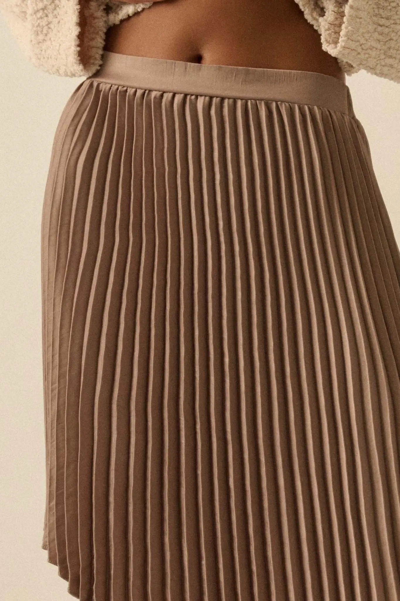 Sleek Pleats Asymmetrical Pleated Satin Skirt - Image 8