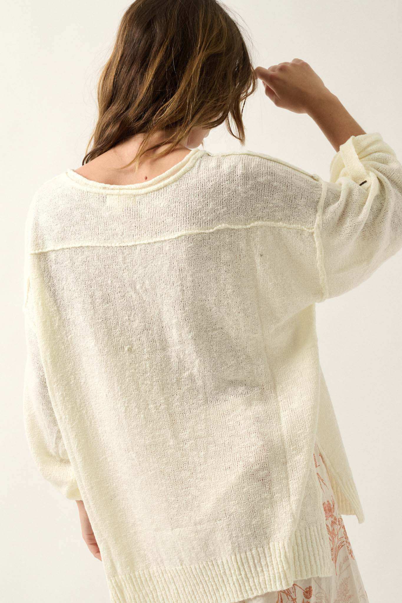 Slow Your Roll Exposed-Seam Roll-Up Henley Sweater - Image 23