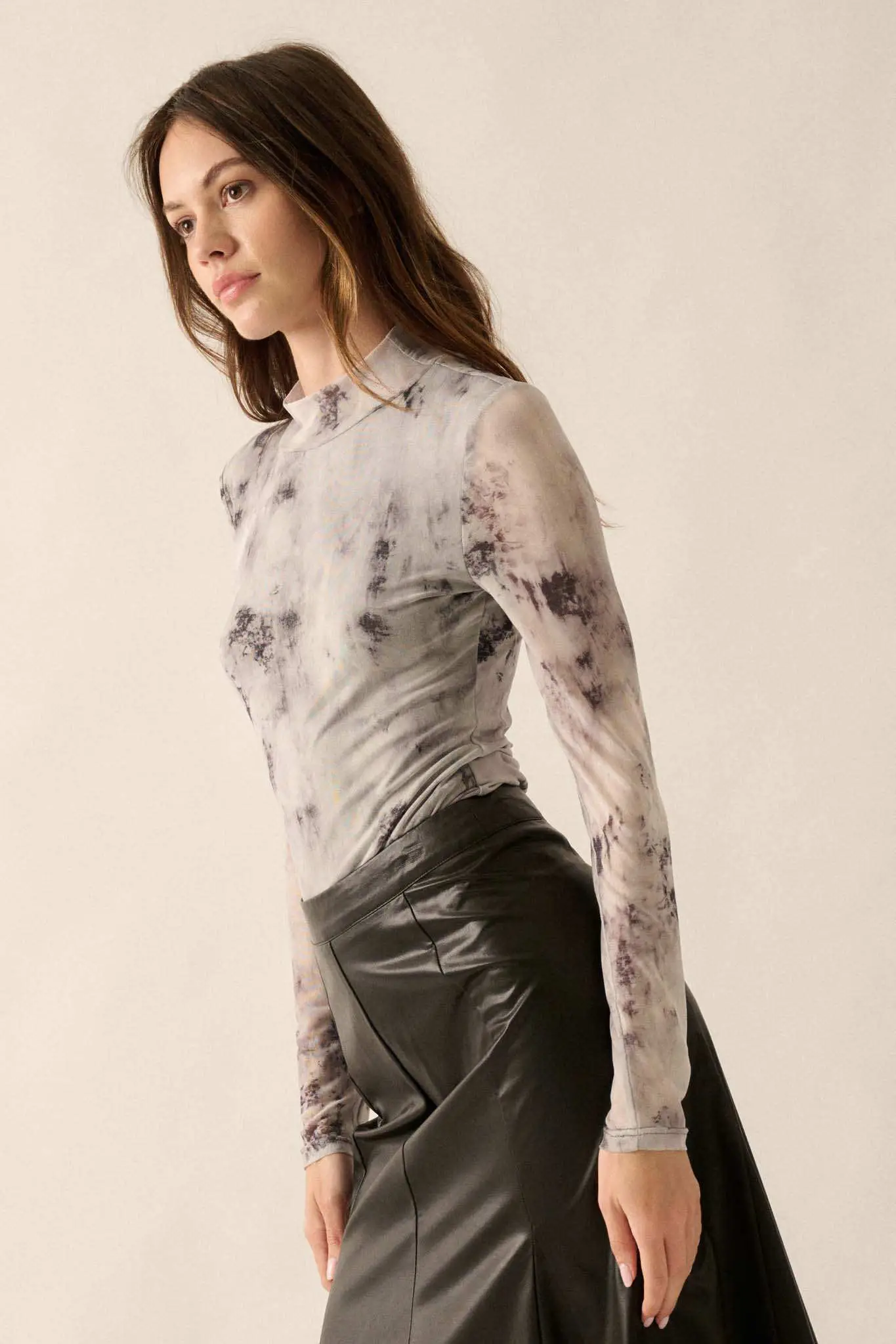 Smokeshow Tie-Dye Mesh Mock Neck Bodysuit - Image 5