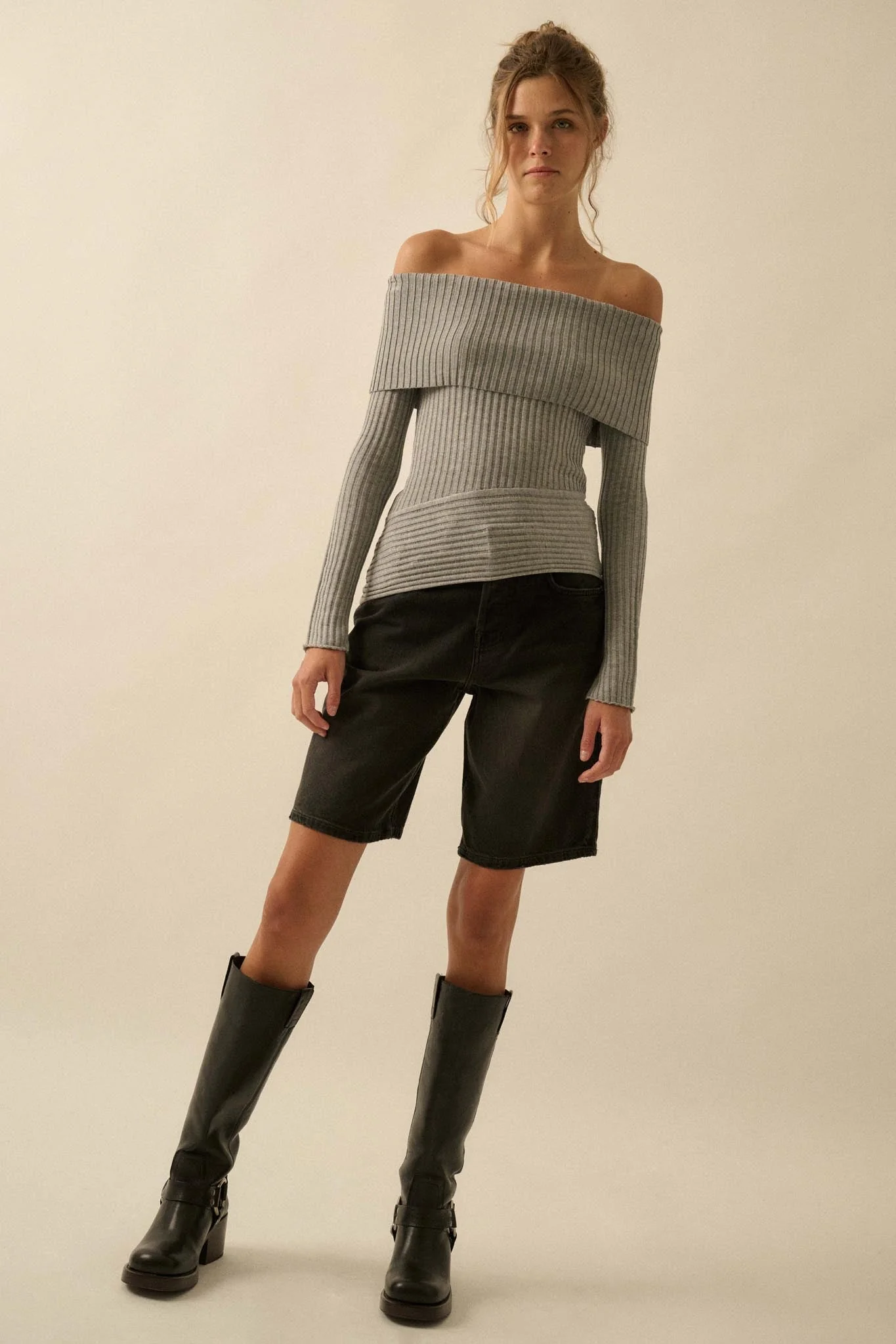 So Fine Semi-Sheer Rib-Knit Foldover Top - Image 12