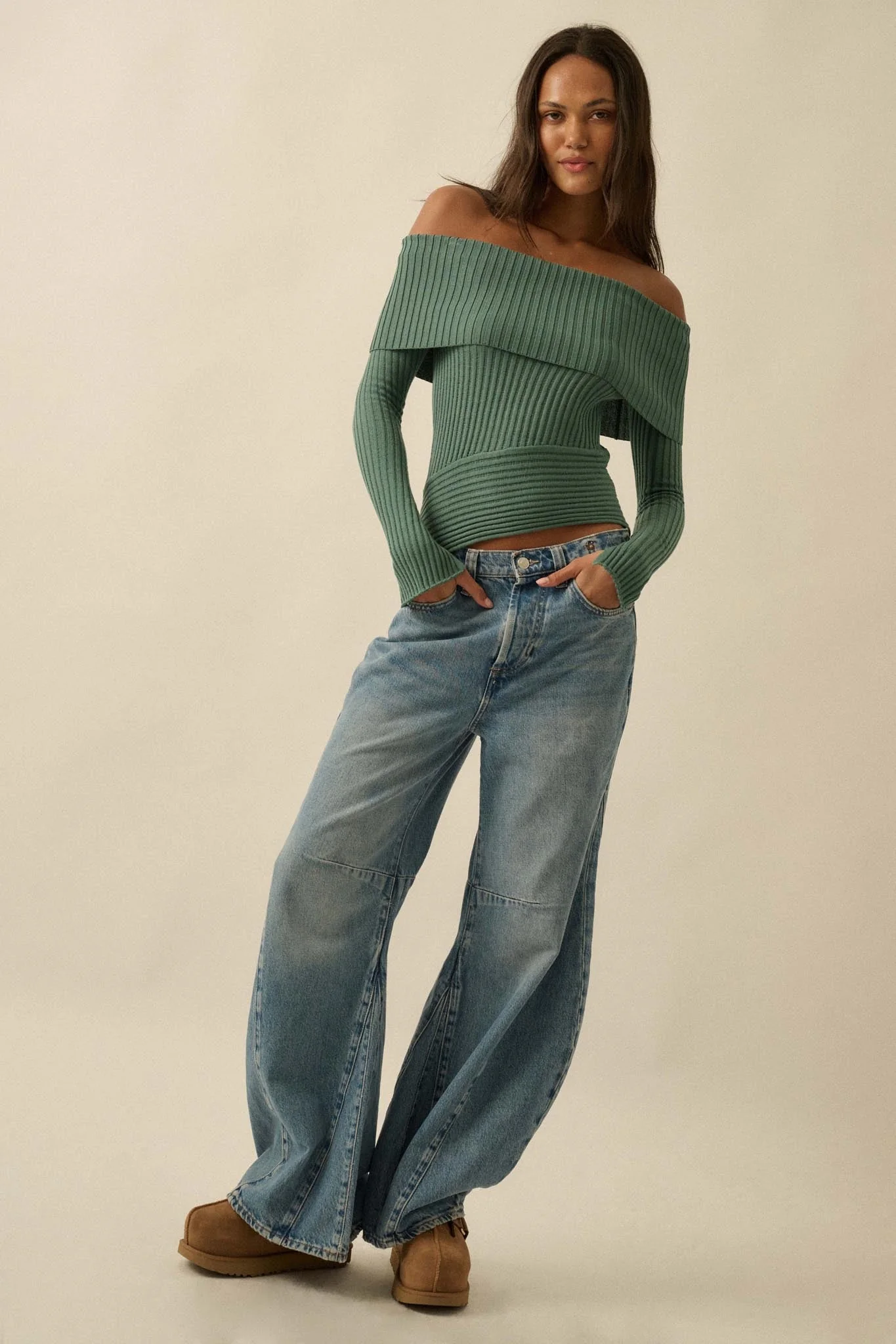 So Fine Semi-Sheer Rib-Knit Foldover Top - Image 18