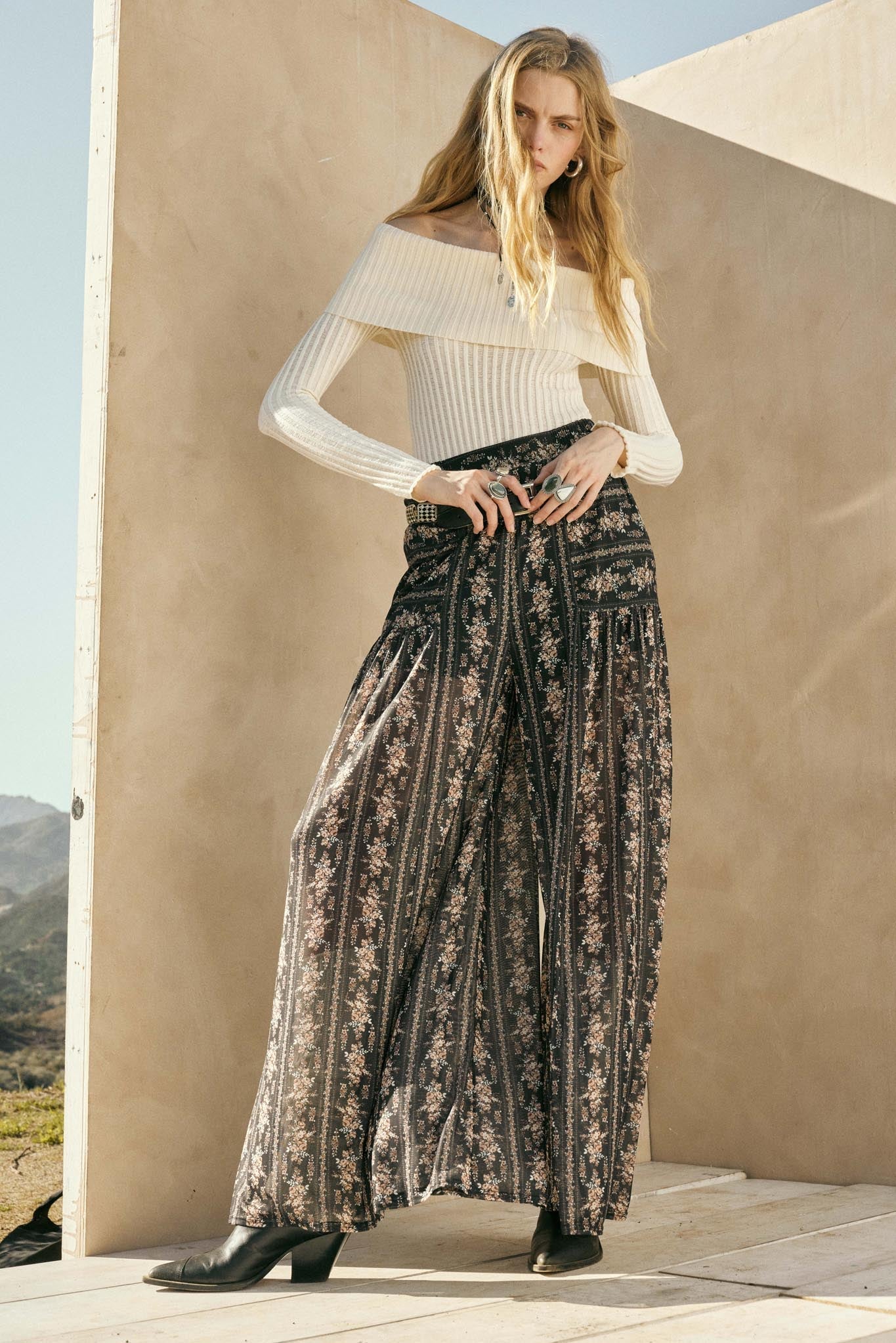 So Fine Semi-Sheer Rib-Knit Foldover Top - Image 2