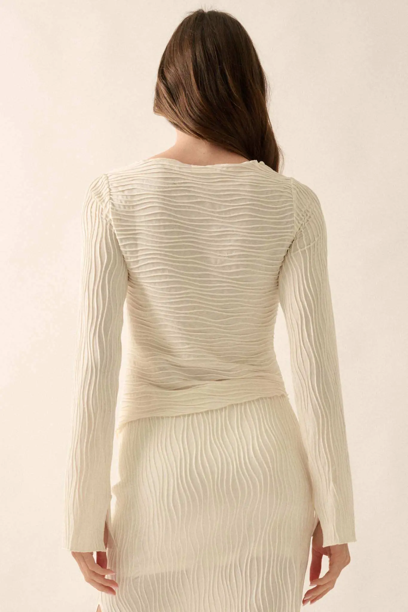 So It Flows Wavy Ribbed-Knit Asymmetrical Top - Image 18