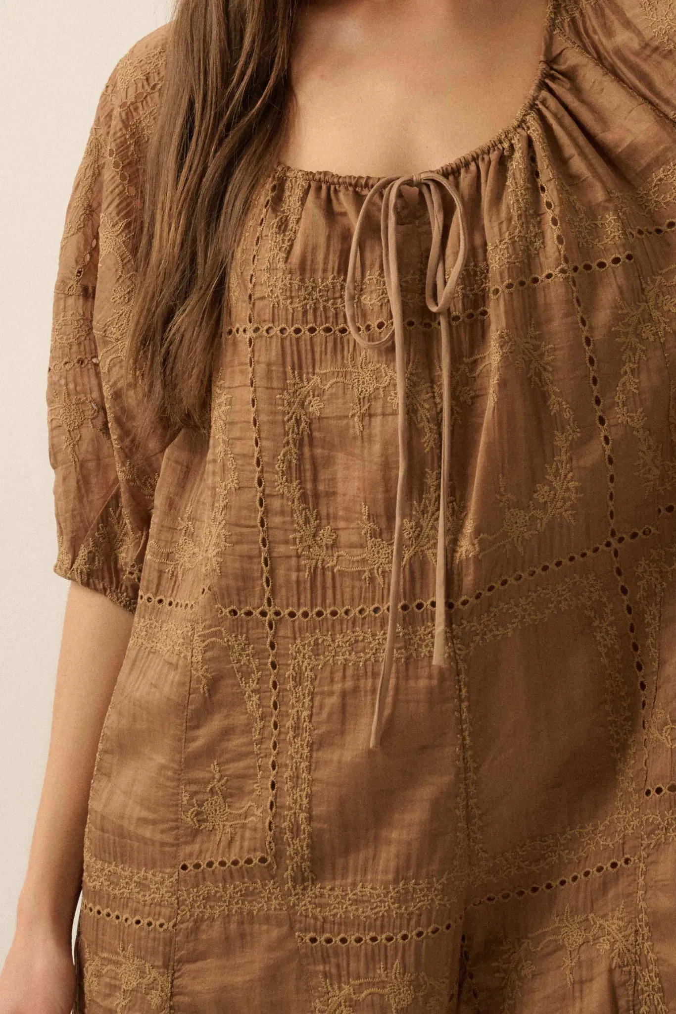 So Pure Eyelet Lace Puff-Sleeve Babydoll Romper - Image 13