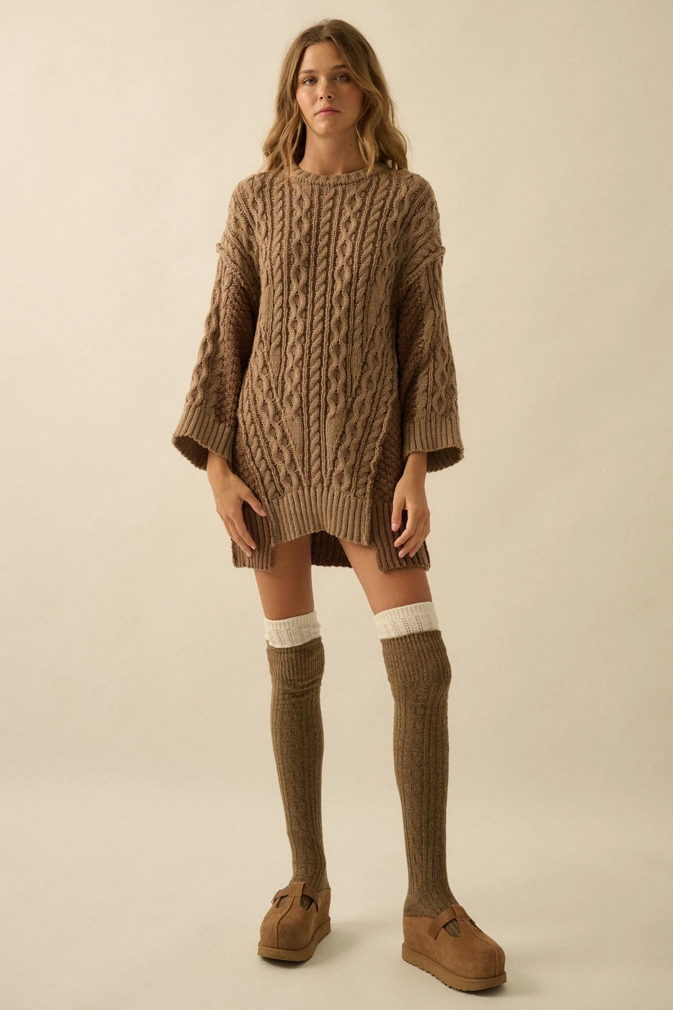 So Together Colorblock Cable Knit Oversize Sweater - Image 15