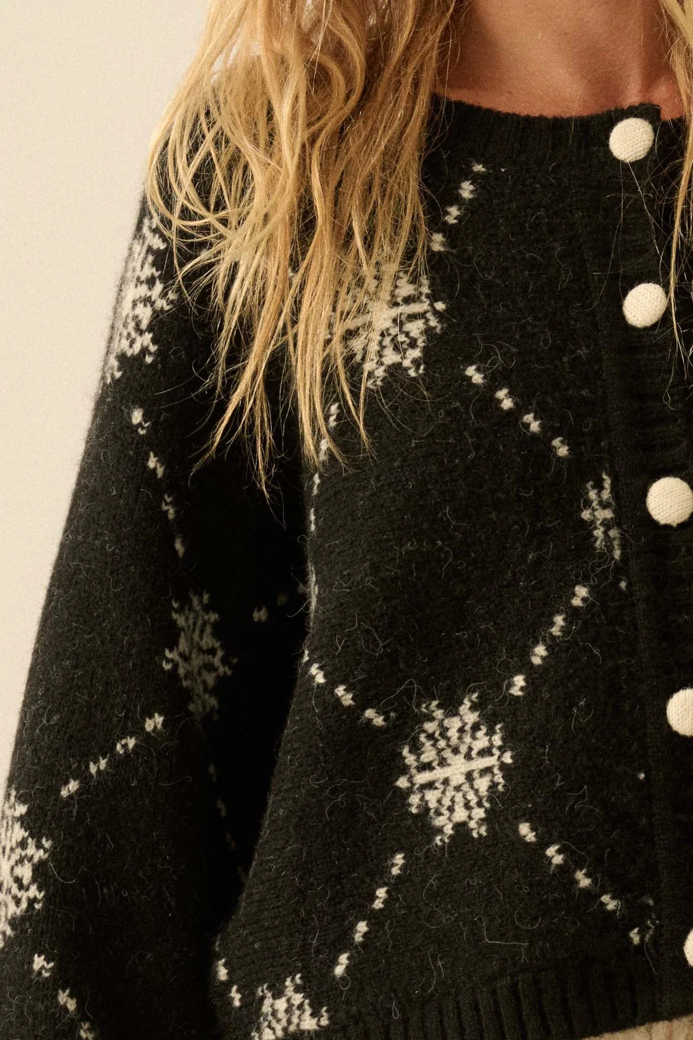 Soft as Snow Button-Front Snowflake Cardigan - Image 11